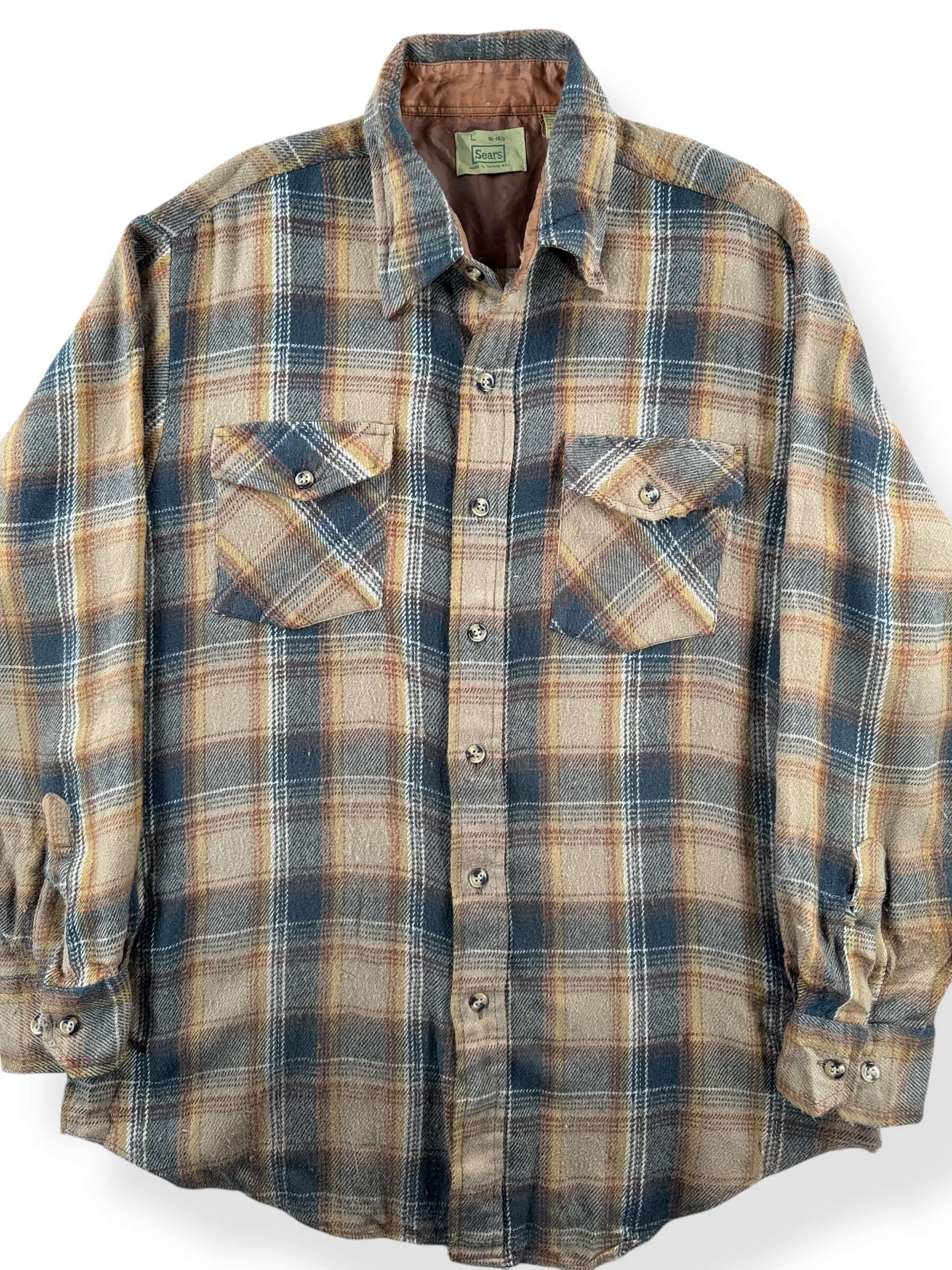 Front Close Up of Vintage Sears Acrylic Flannel SZ L