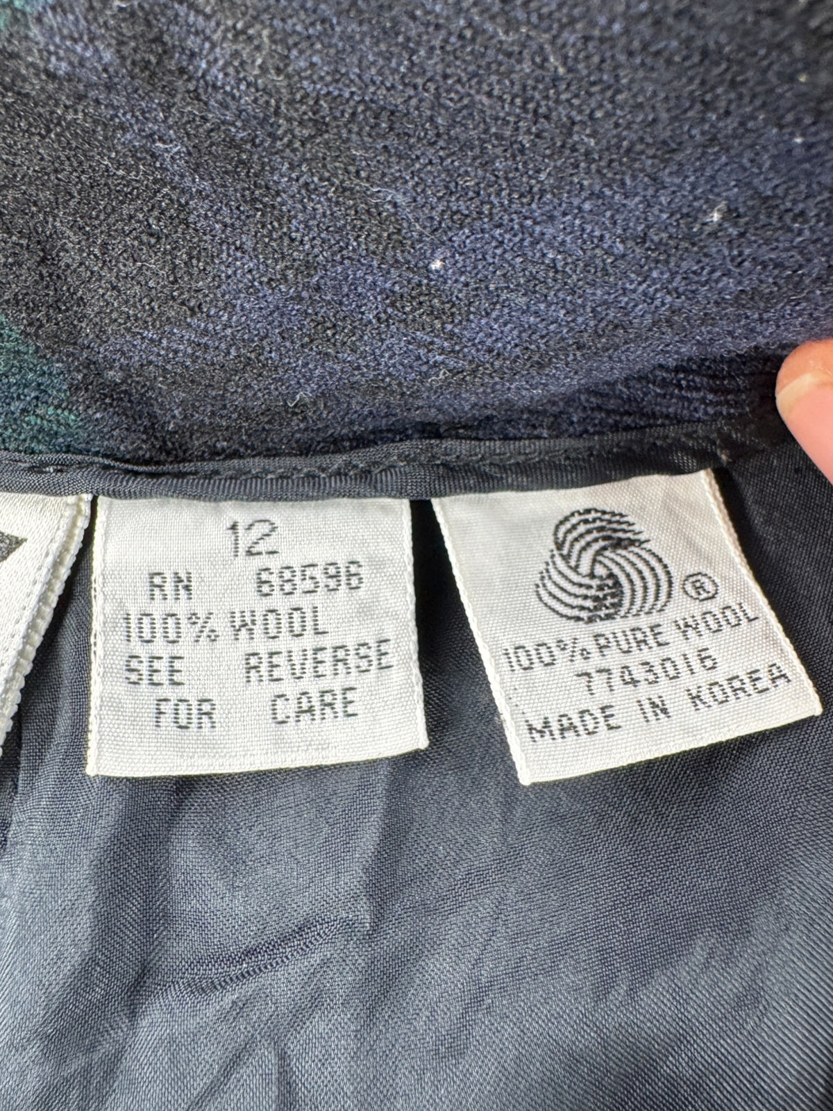 Tags on Vintage DKNY Wool Plaid Skirt W30