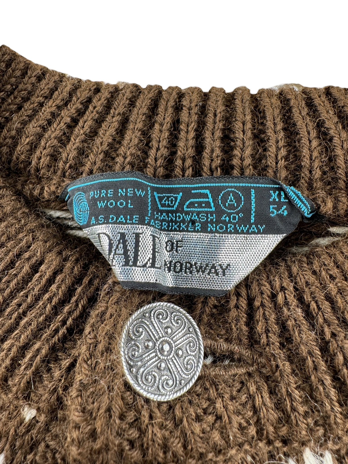 Tags on Vintage Dale Of Norway Brown Cardigan SZ XL (Fits M)