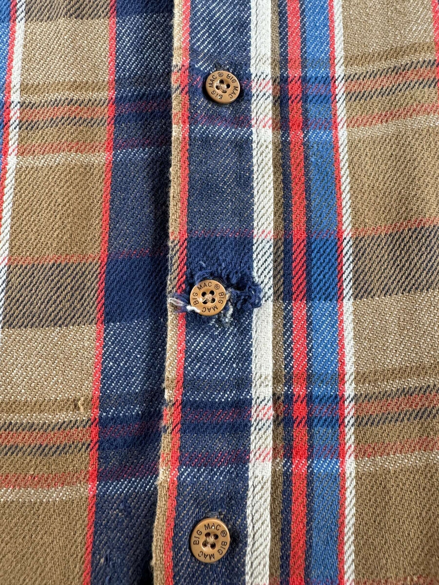 Wear on Vintage Big Mac Cotton Flannel SZ XL