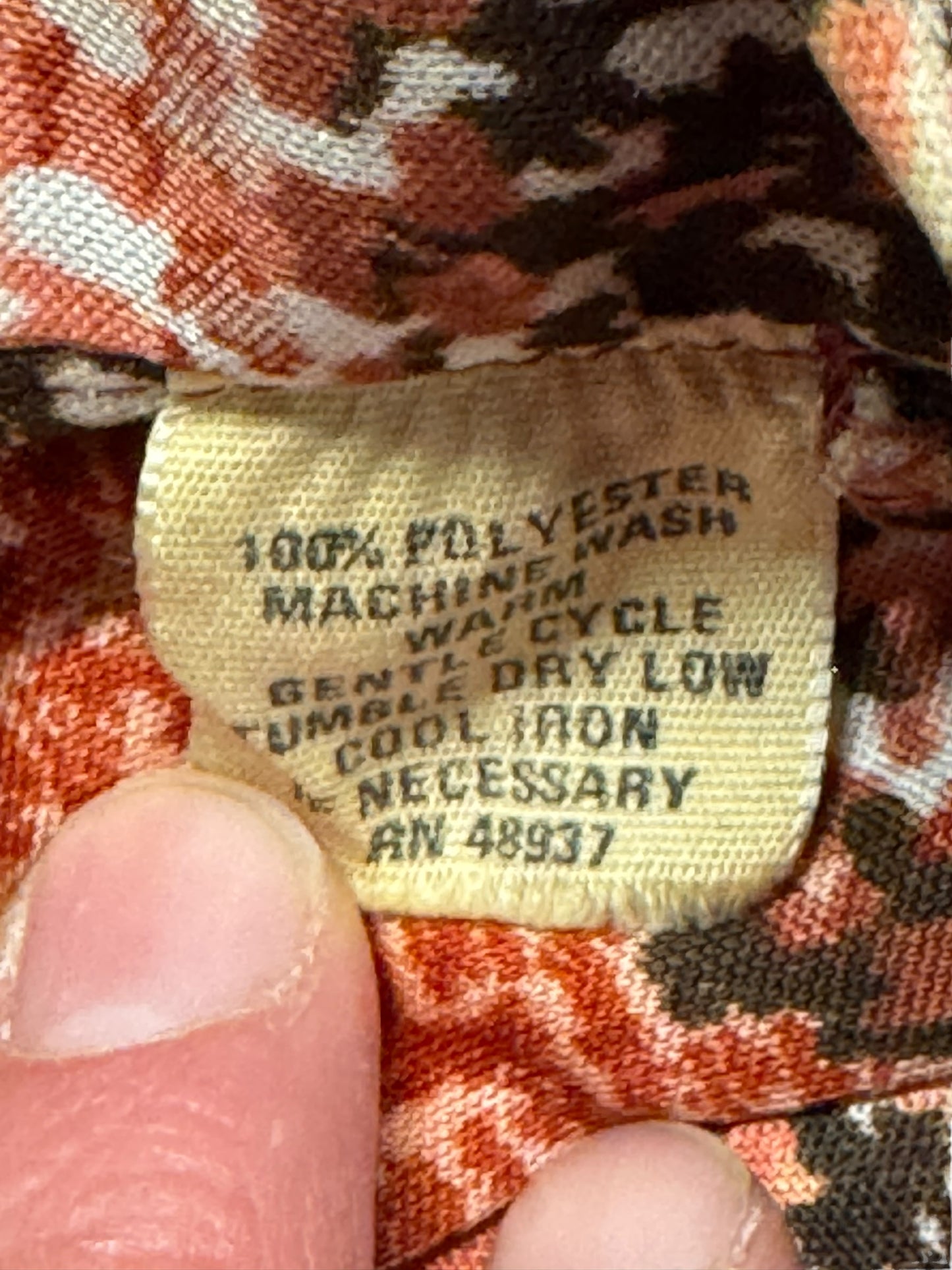 Tag view of 1970s Lord and Taylor Polyester Blouse S