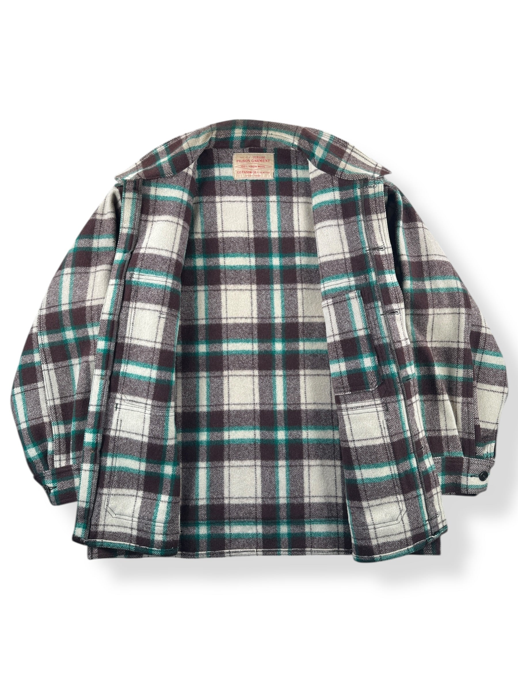 Inside of Vintage 1951 Filson Peppermint Patty Mackinaw Cruiser Jacket SZ XL