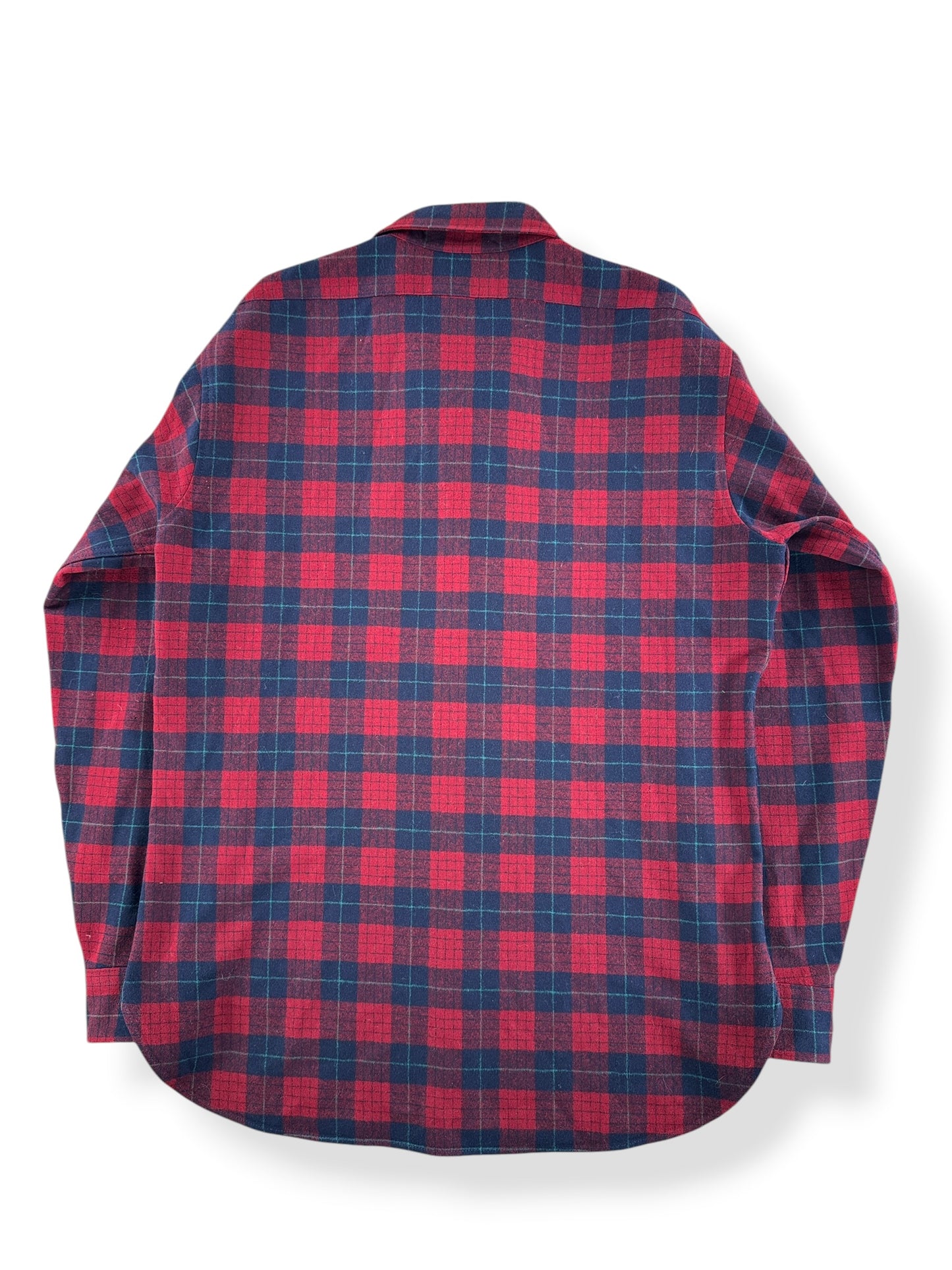 Back of Vintage Red & Navy Pendleton Flannel W/ Elbow Patches SZ L