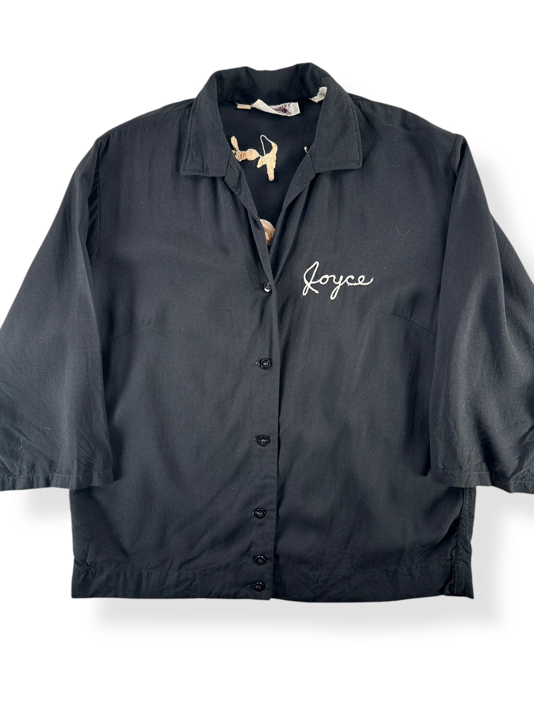 Front Close Up of Vintage Yakima Valley 600 Club Rayon Bowling Shirt SZ S