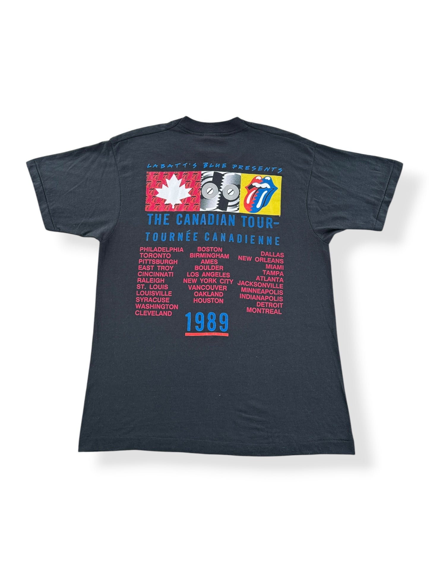 Back of Vintage Rolling Stones Steel Wheels Tee SZ L (Fits M)