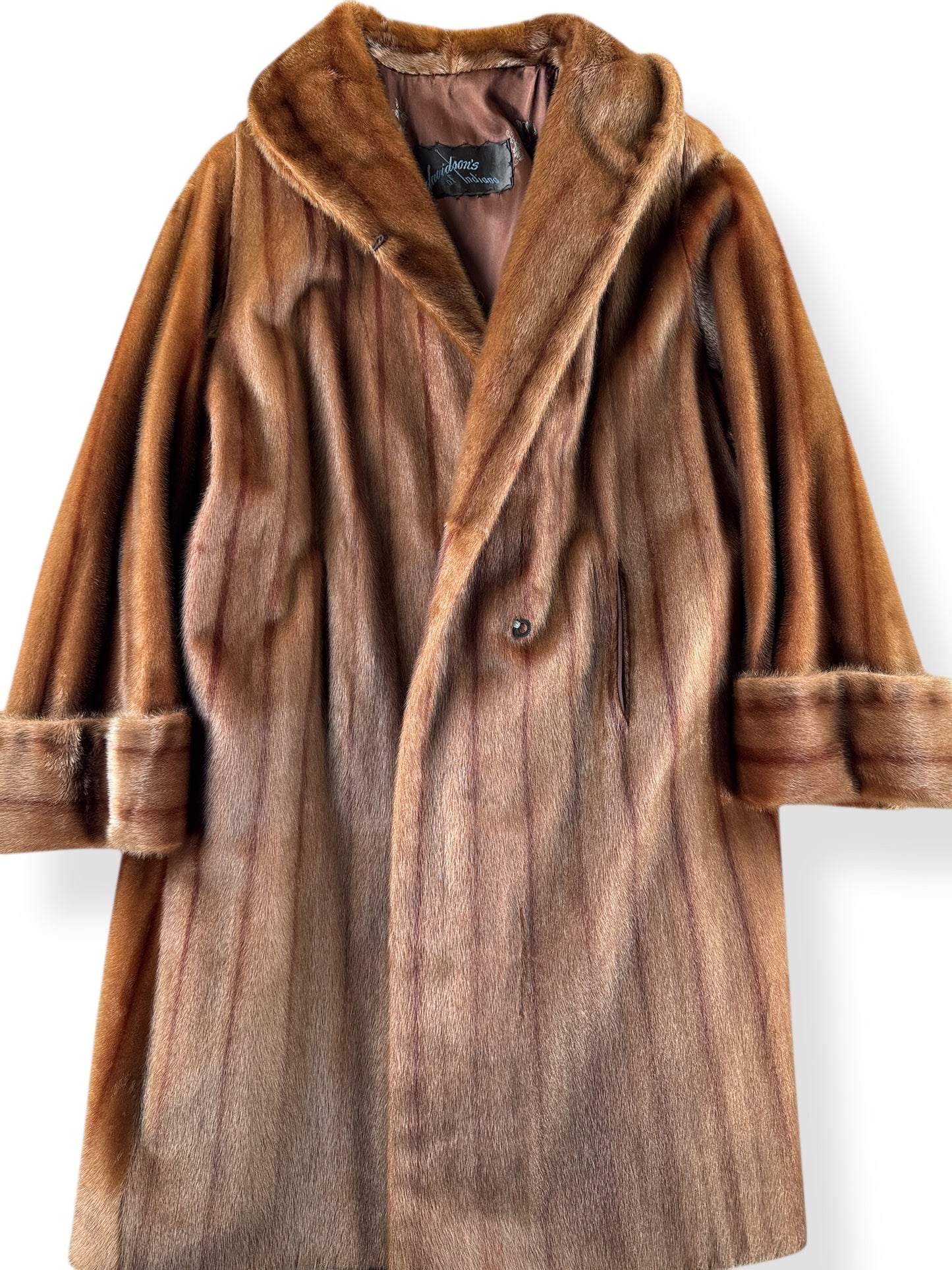 Front Close Up of Vintage 60s Fur Coat SZ XXL AS IS
