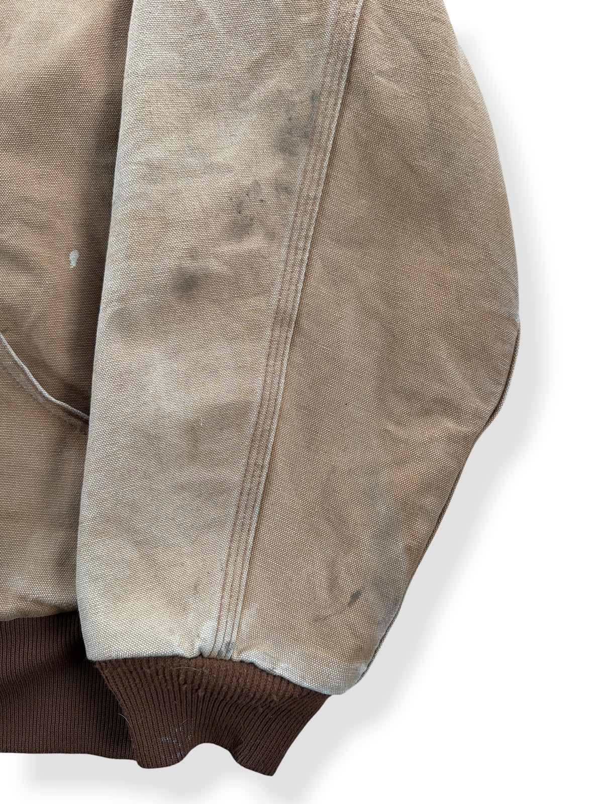 Fading on sleeve of Carhartt Tan Hooded Jacket SZ L
