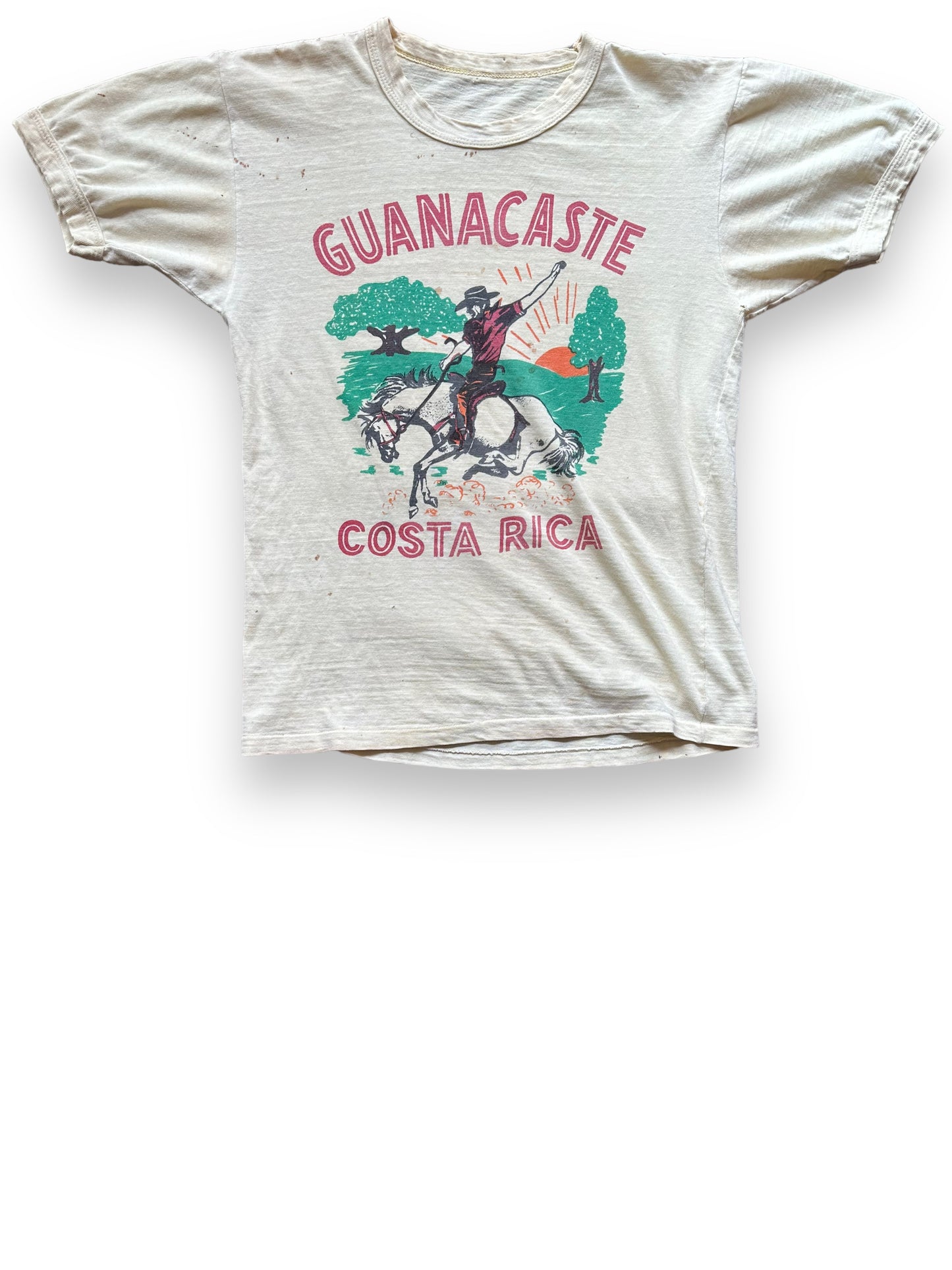 Front View of Vintage Costa Rica Guanacaste Tourist Tee SZ M | Vintage Screen Printed Tees Seattle | Barn Owl Vintage Goods