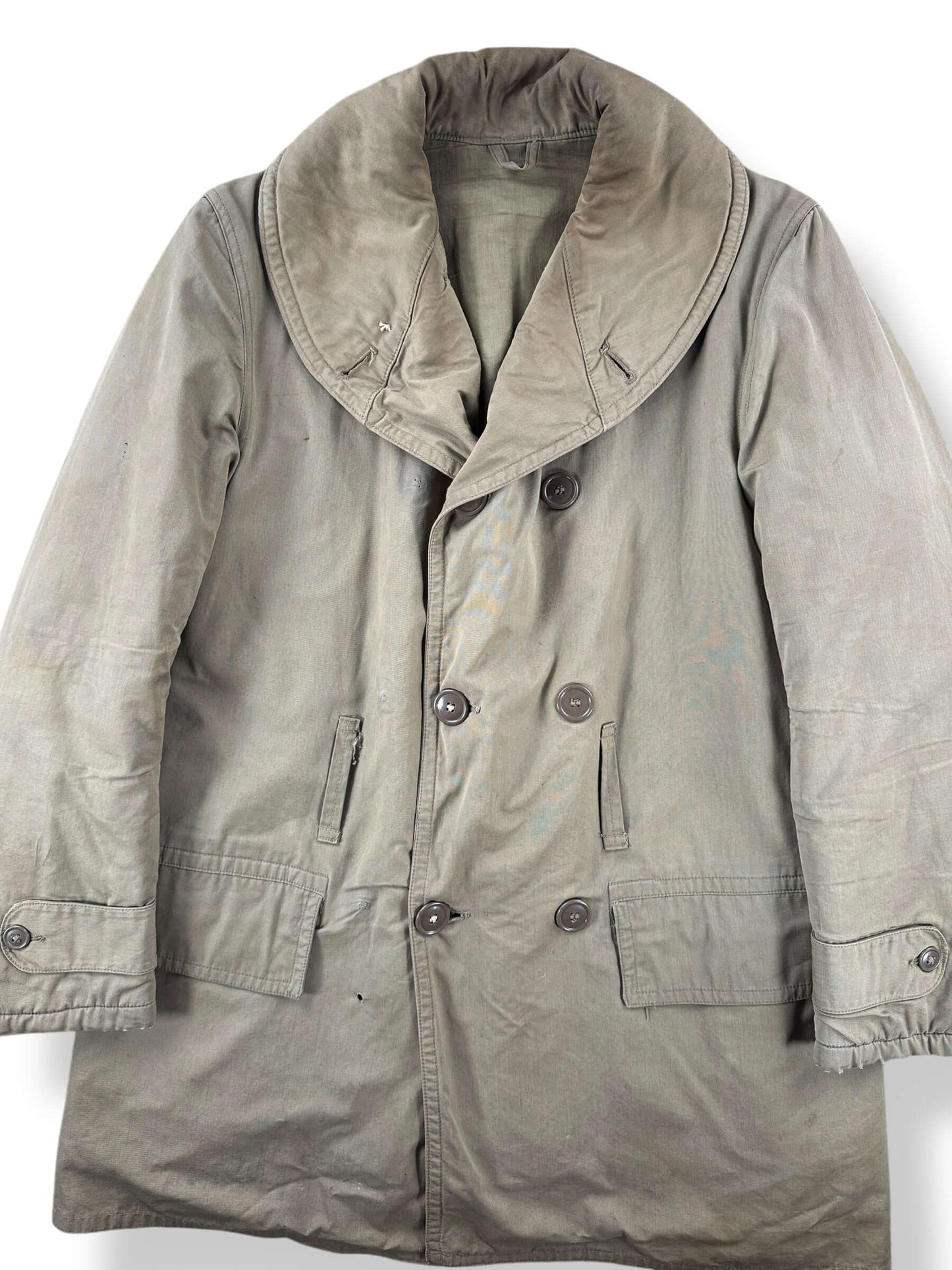 Front Close Up of Vintage M38 Mackinaw Jeep Coat SZ L AS IS
