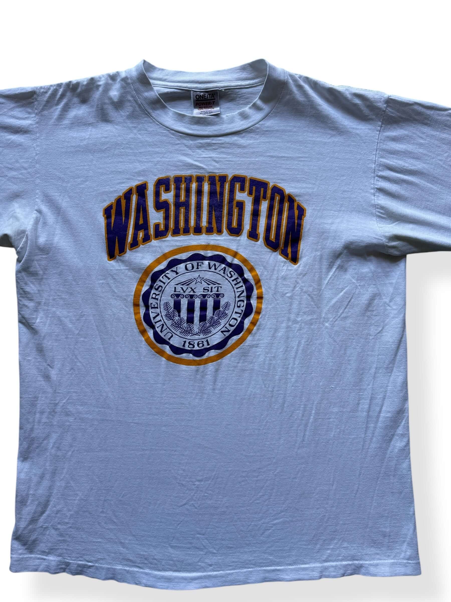 Front Close Up of Vintage Oneita University of Washington Tee SZ XL