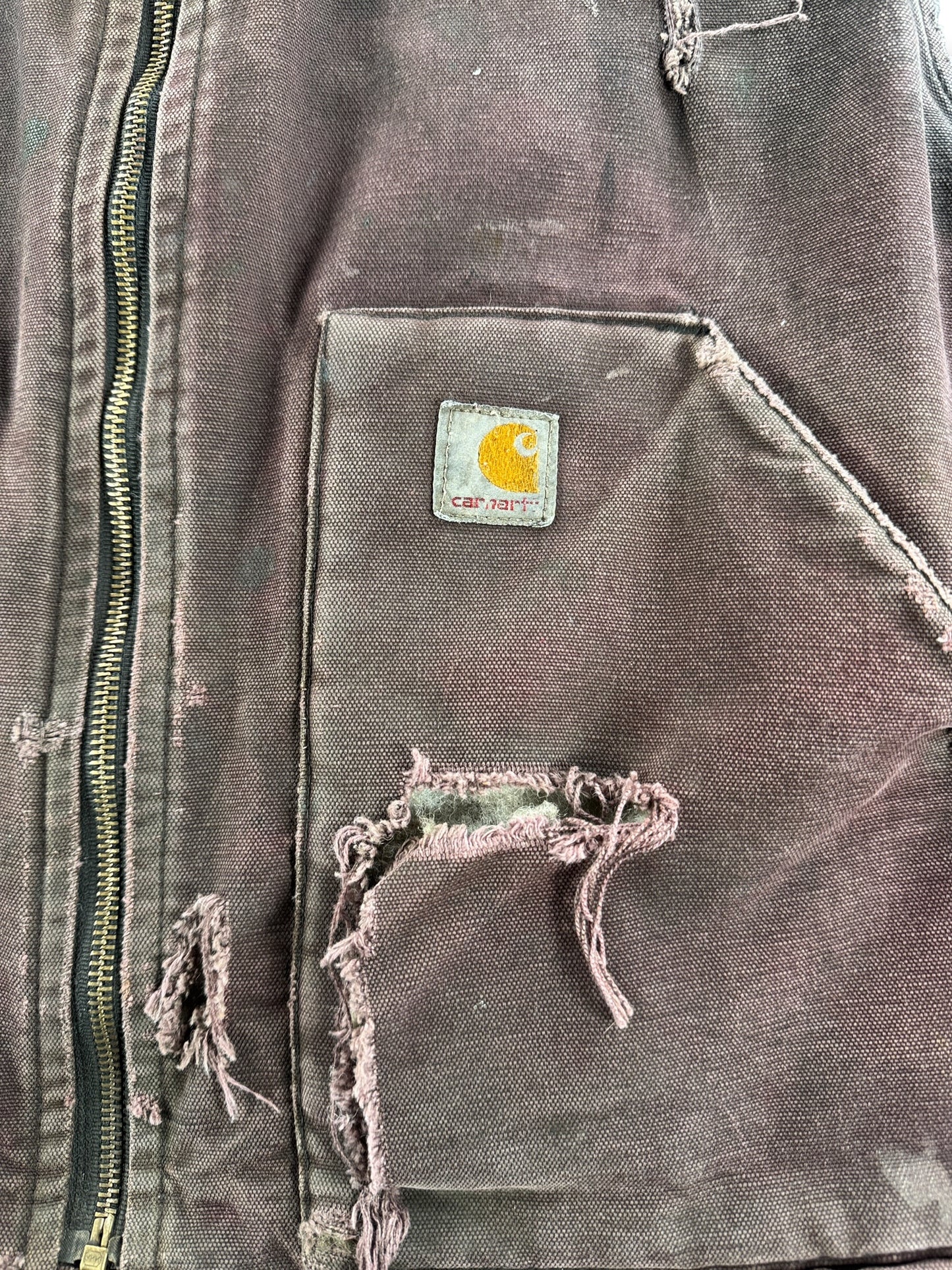 Rip on Vintage Thrashed Brown Carhartt Vest SZ XL