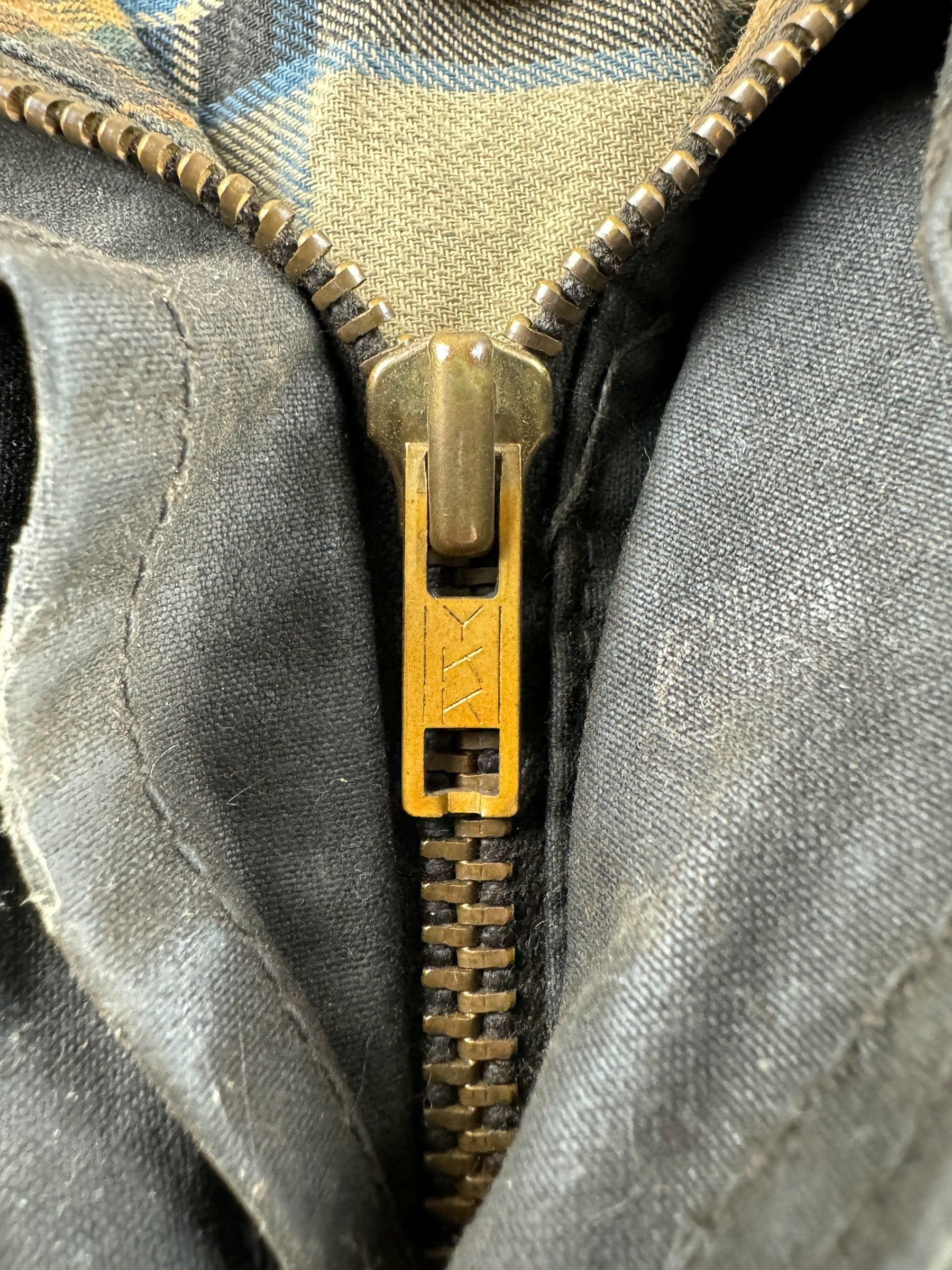 Zipper on Vintage Belstaff Trailmaster Waxed Cotton Jacket SZ XL