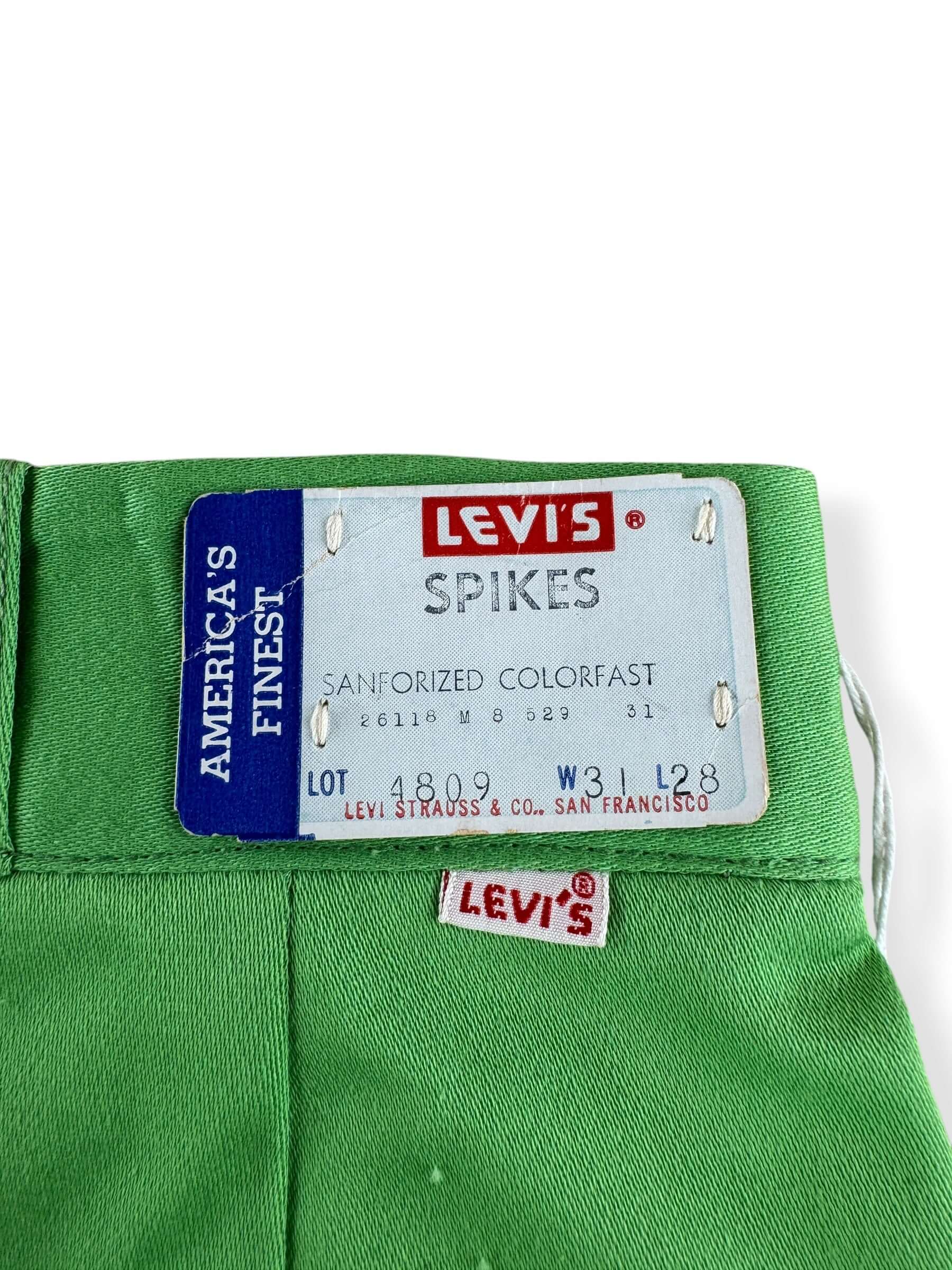 NOS Tag on Vintage NOS Green Levi's Wash and Wear Spikes Trousers W31 (Fits W30)
