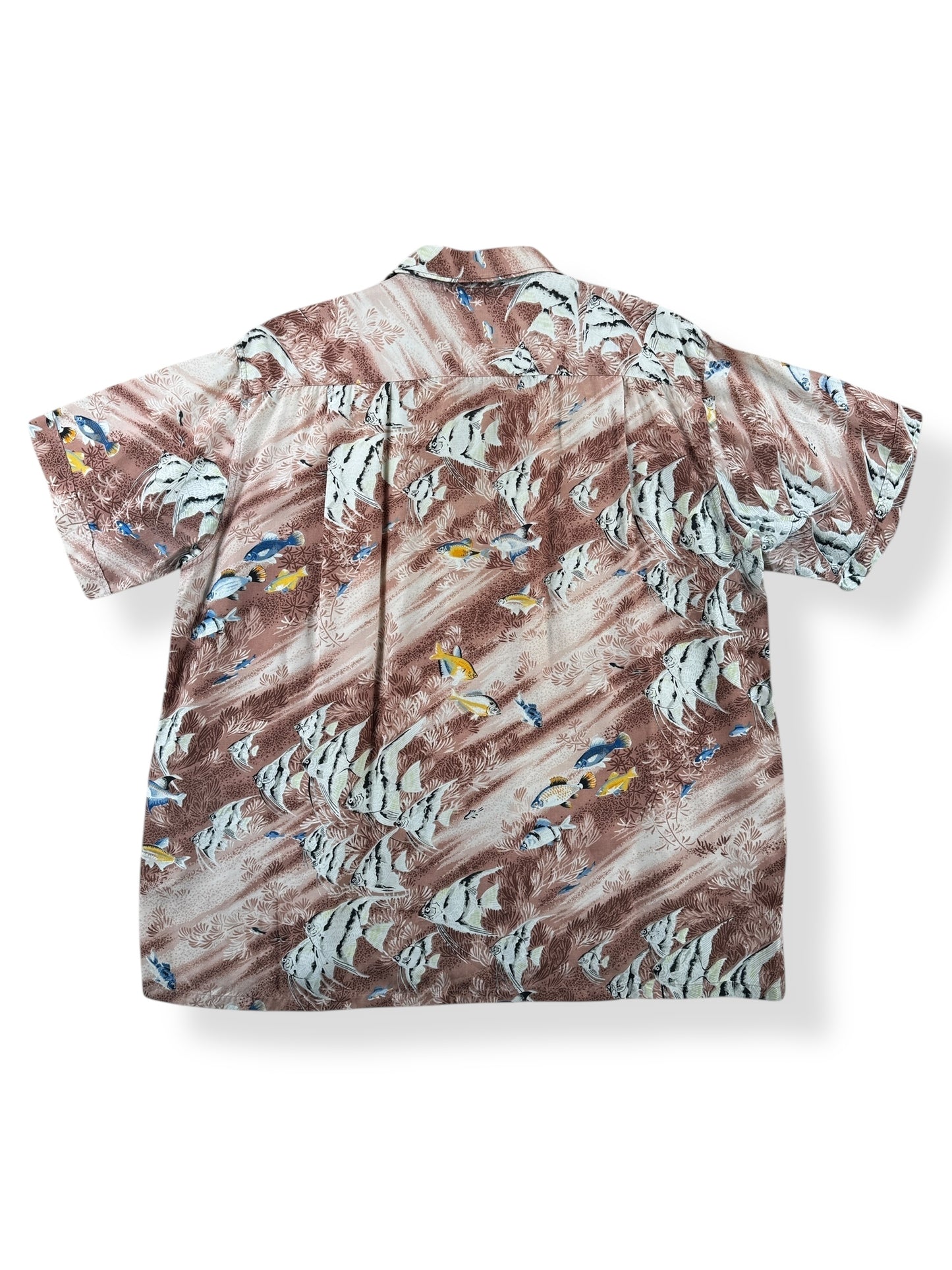 Back of Vintage Penney's Rayon Fish Aloha Shirt SZ L