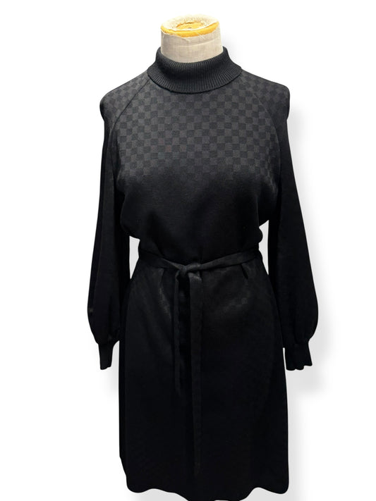 Front view of 70s Kimberly Wool Check Dress M-L
