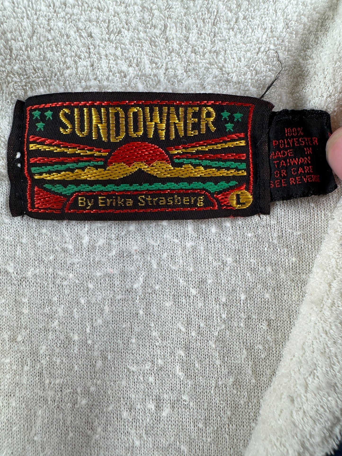 Tag on Vintage 70's Sun Downer Terry Cloth Shirt SZ L