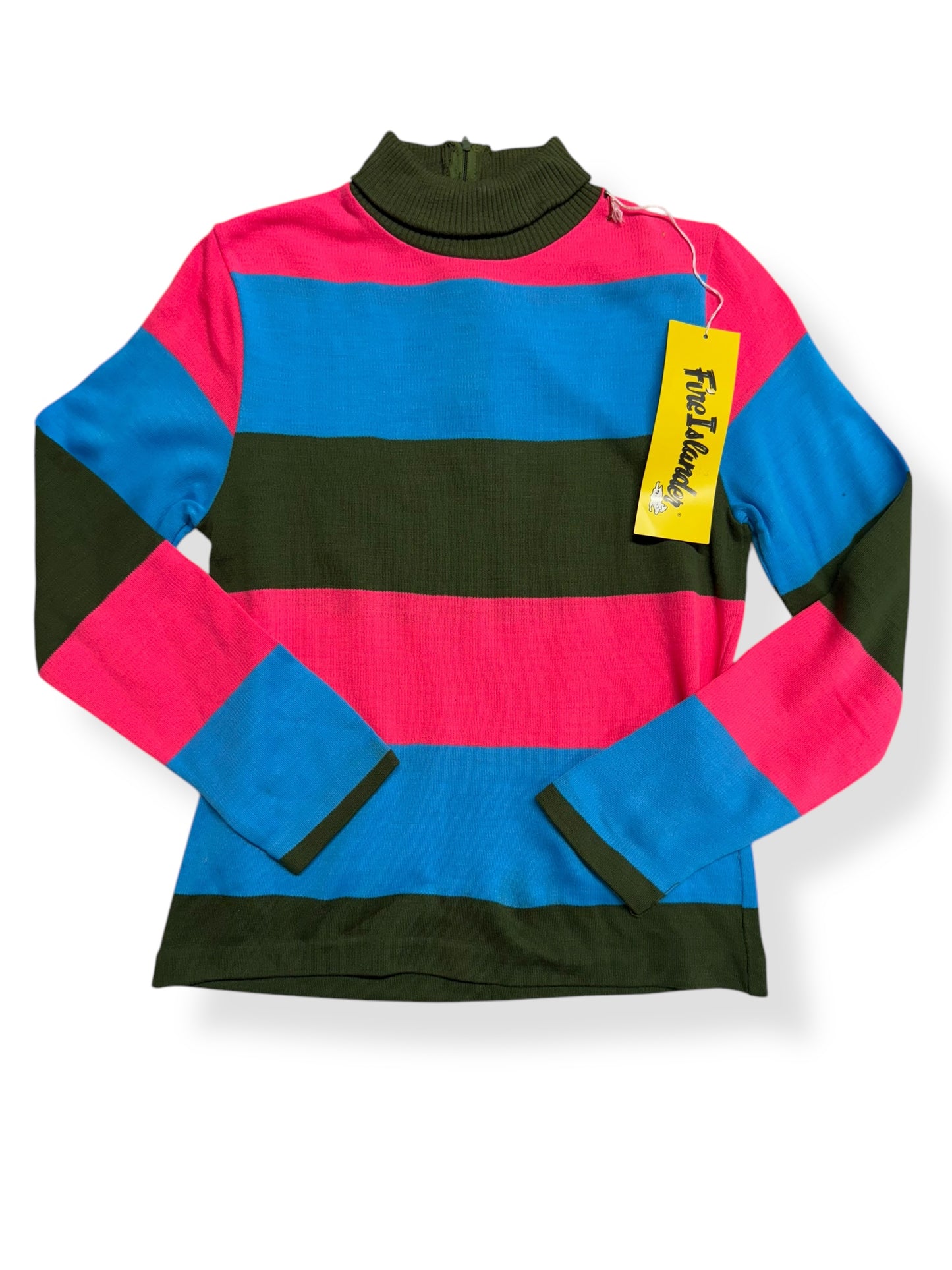 Front view of 1960s Fire Islander Striped Turtleneck S