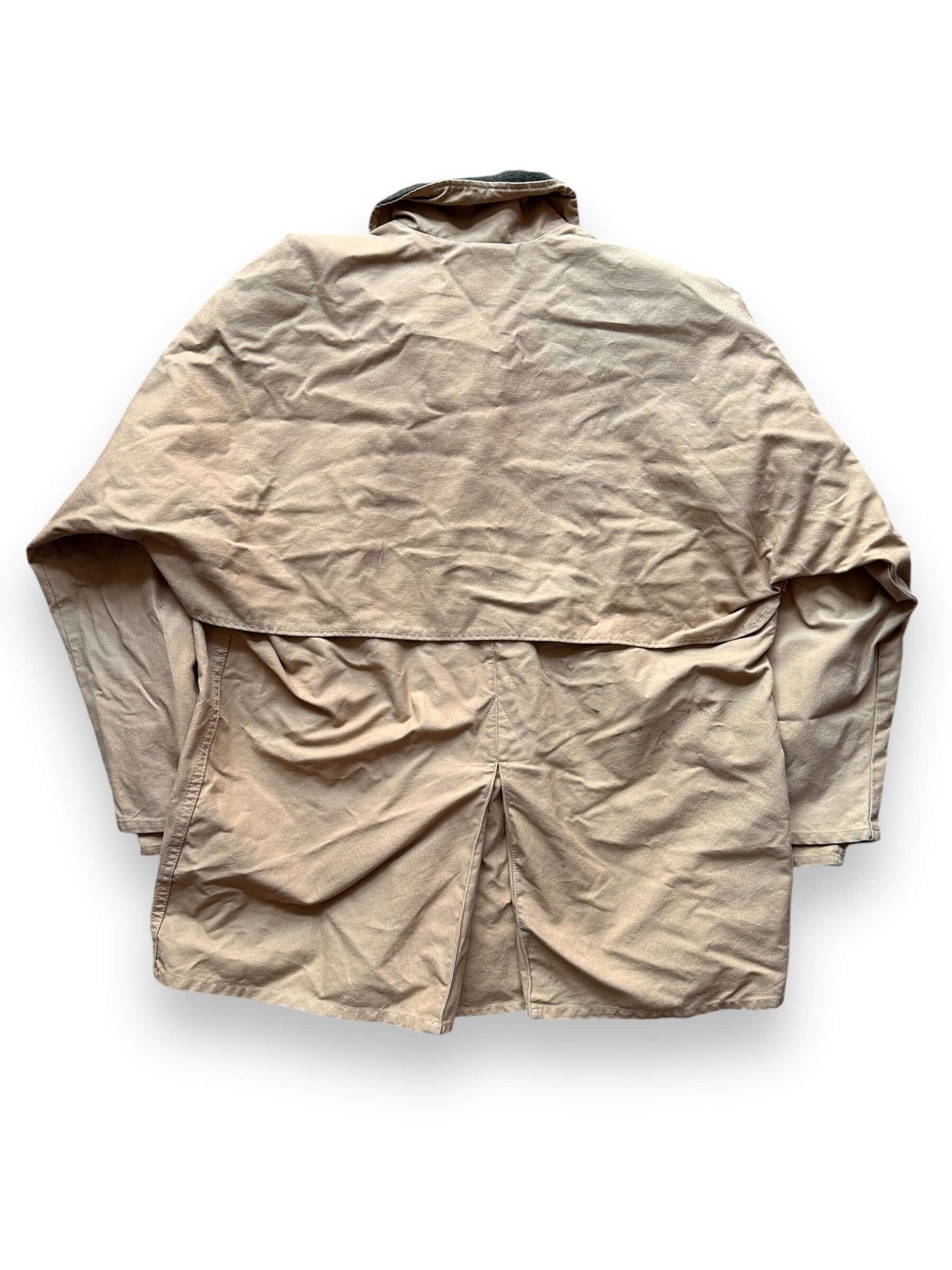 Rear View of Filson Dry Tin Cloth Chinstrap Packer Coat SZ 46