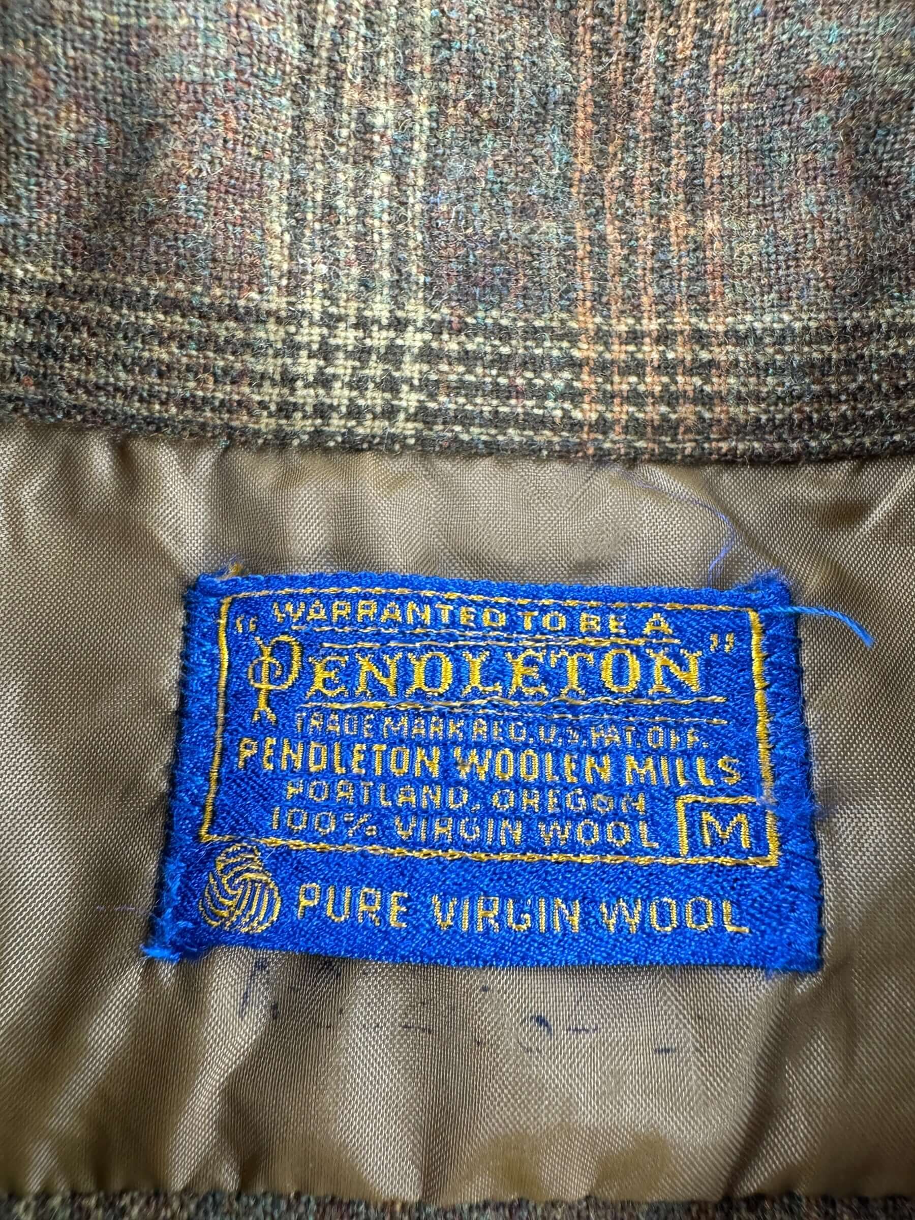 Label on Vintage Earth Tone Pendleton Board Shirt SZ M