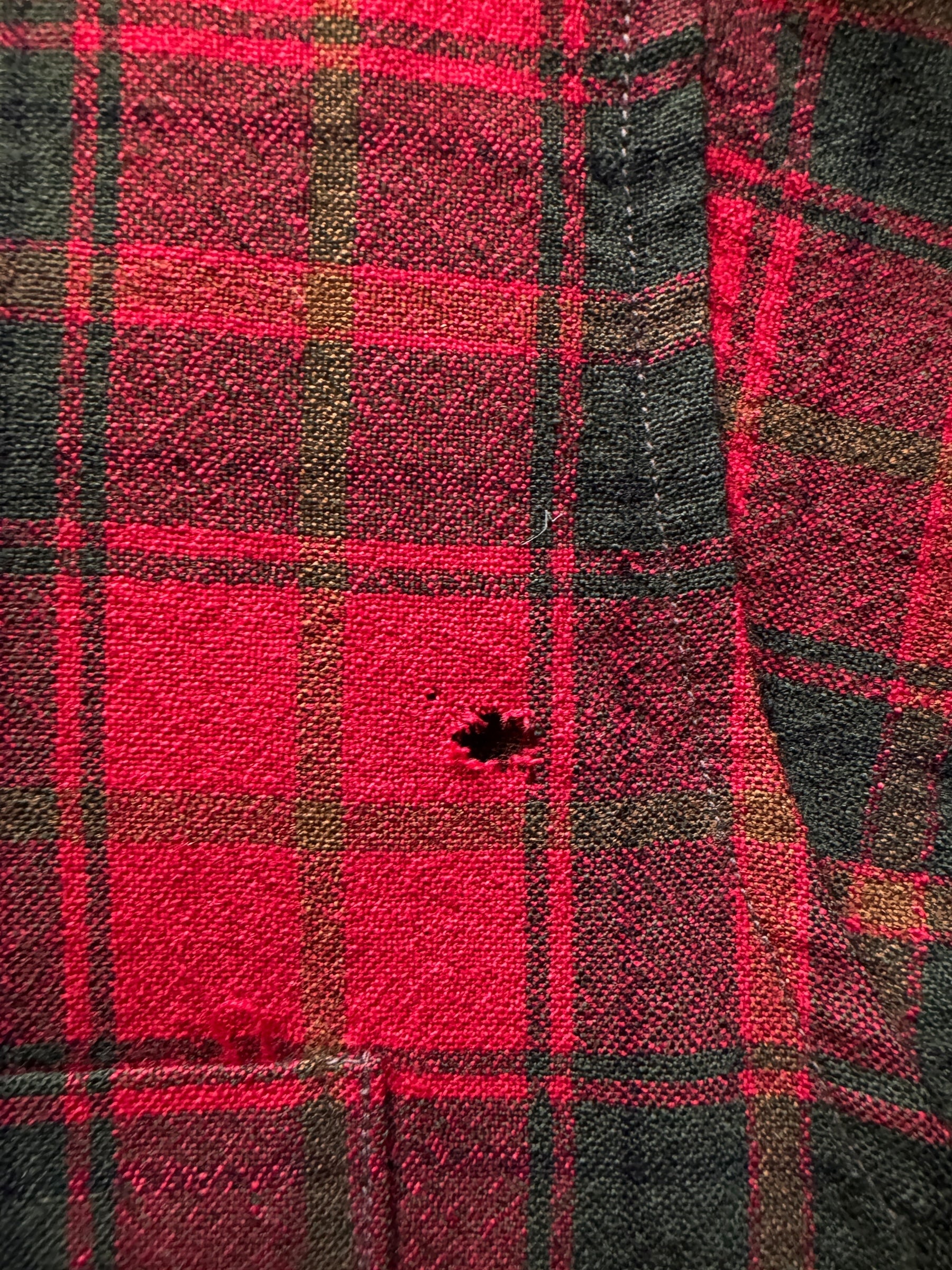 small hole on Vintage Hudson's Bay Flannel SZ L