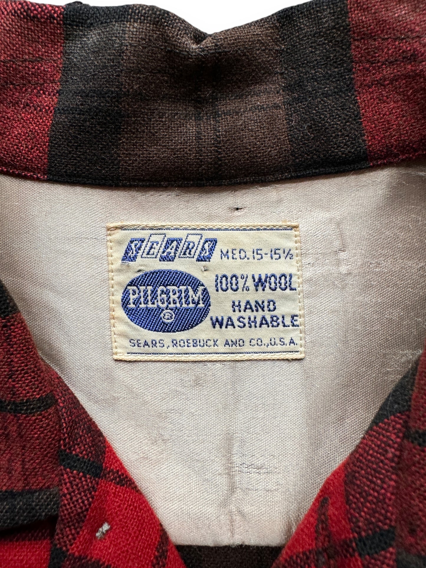 tag on Vintage Pilgrim Board Shirt Style Wool Flannel SZ M