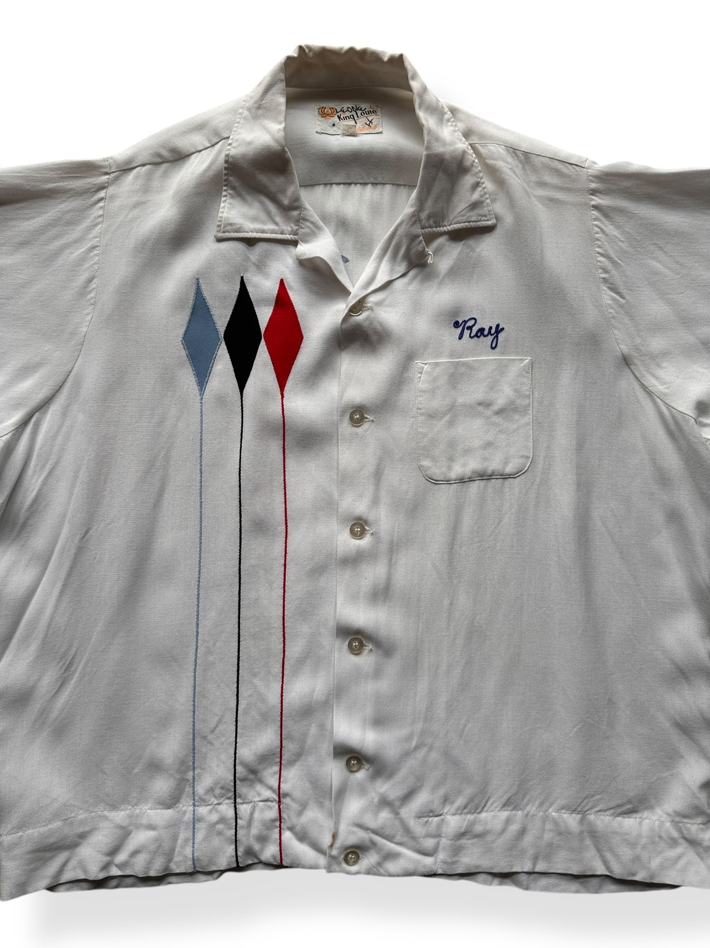 Front Close Up of Vintage A.H. Bennett Bowling Shirt SZ L