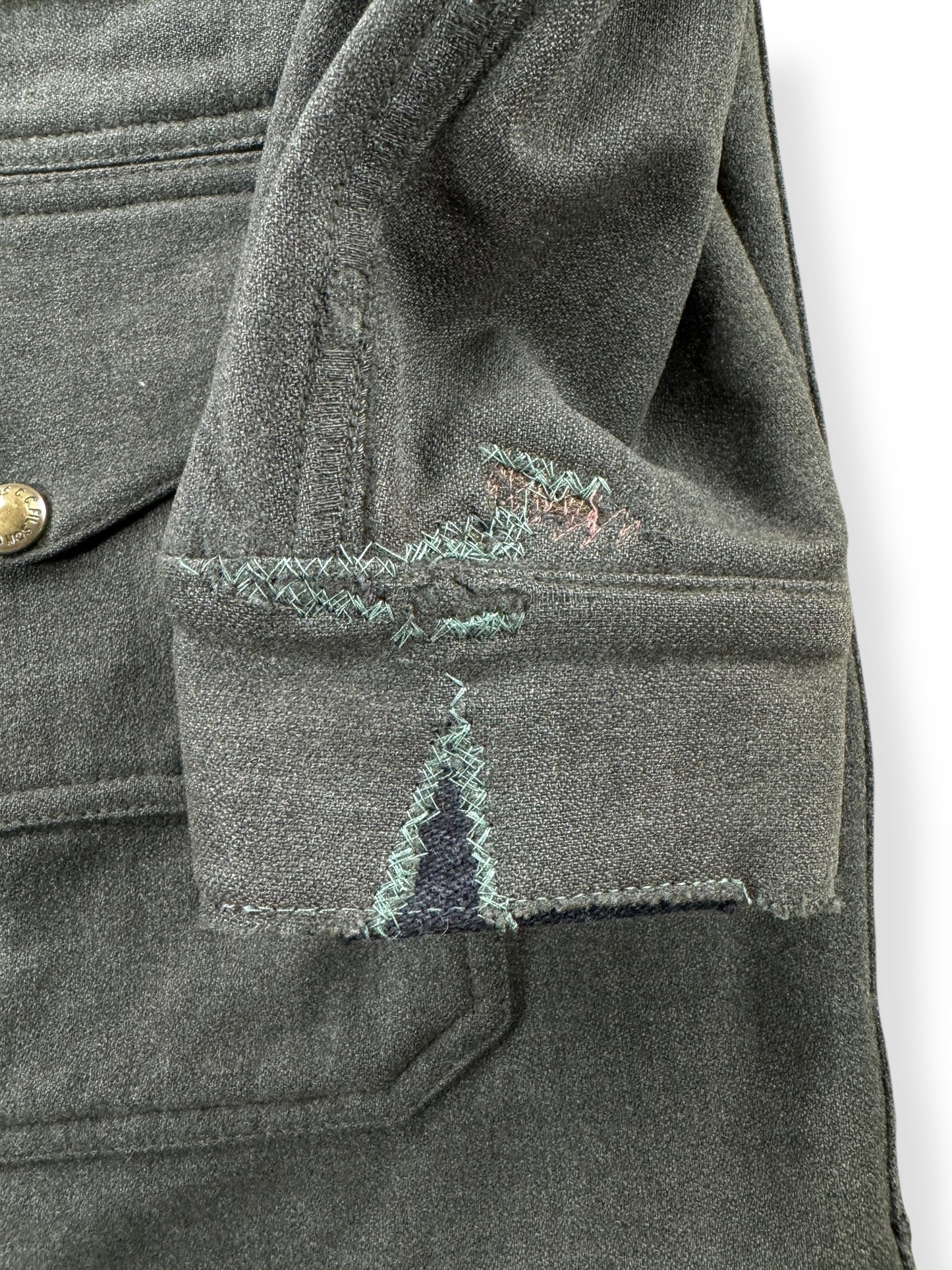 Repair on Vintage 60’s Filson Green Wool Mackinaw Jacket W/ Repairs SZ L