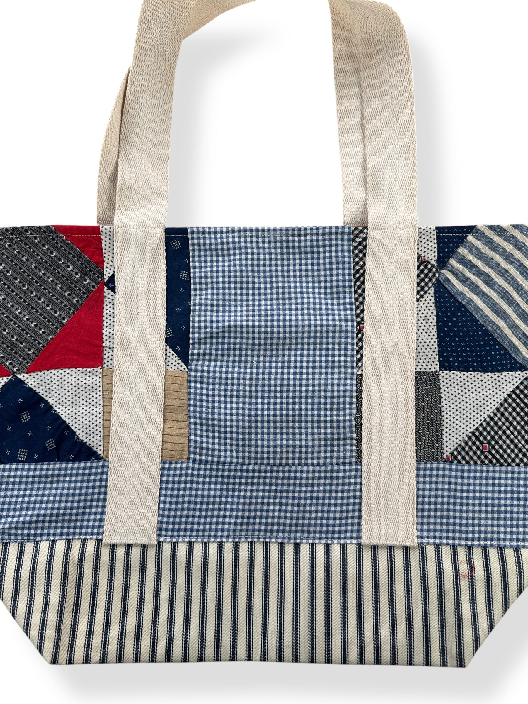 Close Up of Archive Craft X Barn Owl Vintage Quilt Tote Bag