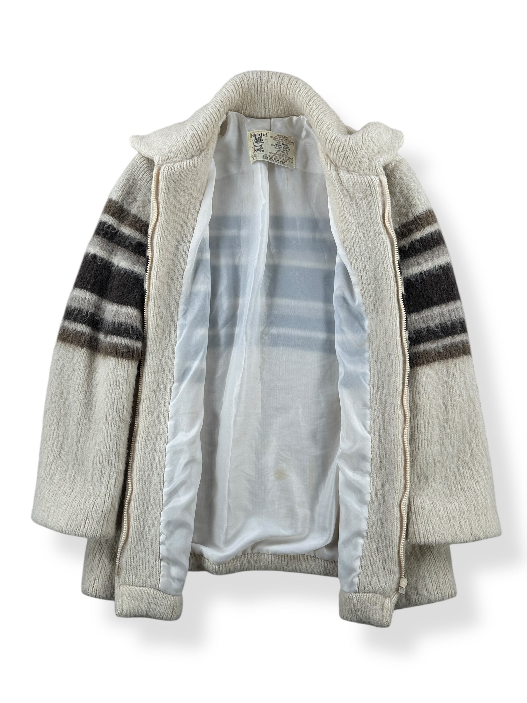 Inside of Vintage Lined Icelandic Wool Zip Up Sweater SZ S