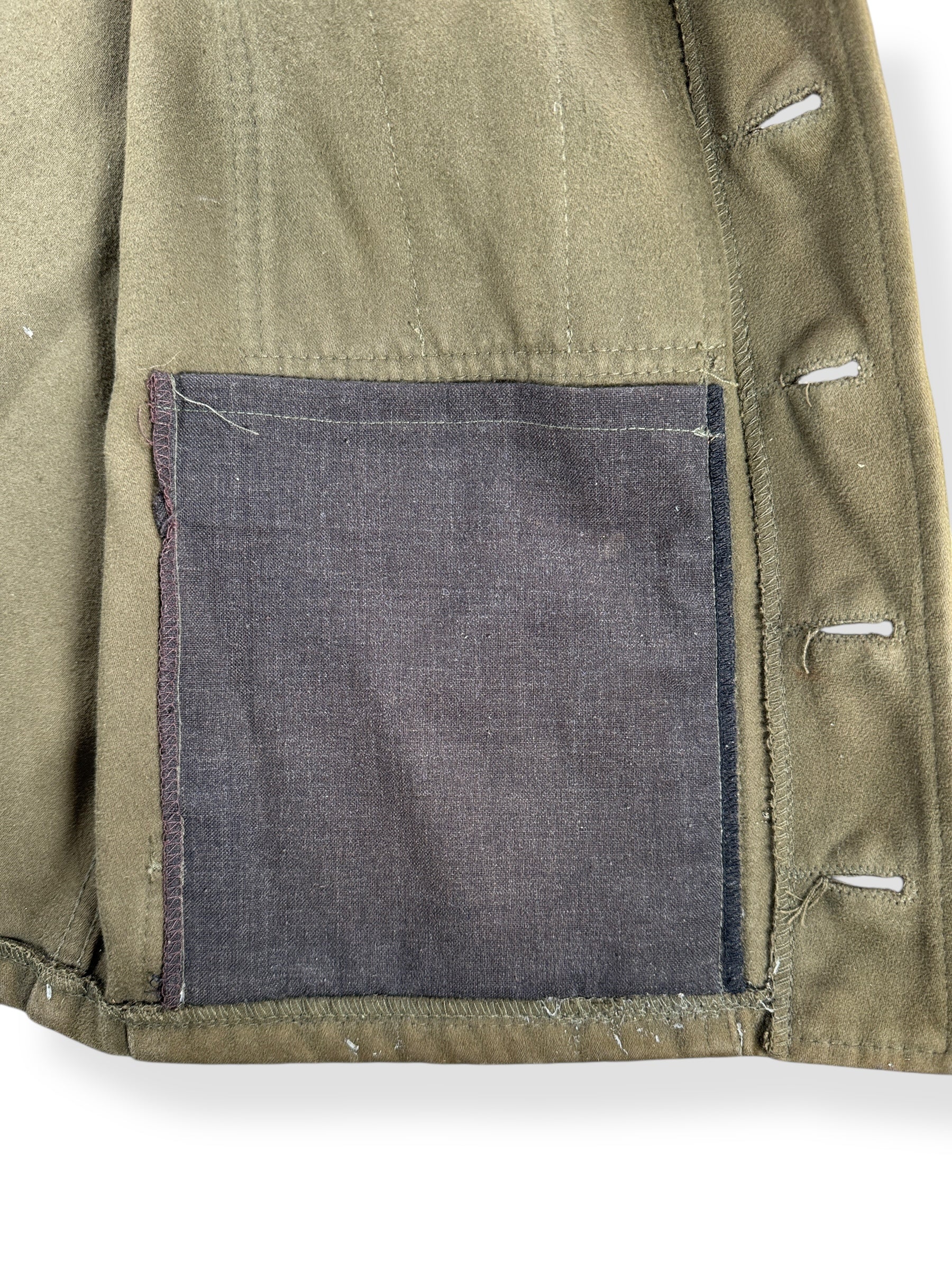 Custom Inner Pocket on Vintage Olive Green Filson Moleskin Vest SZ 40