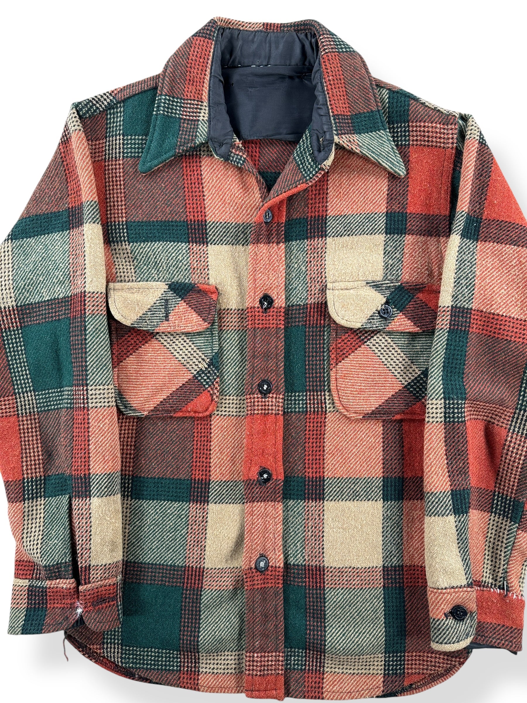 Front Close Up of Vintage Unbranded CPO Flannel SZ S