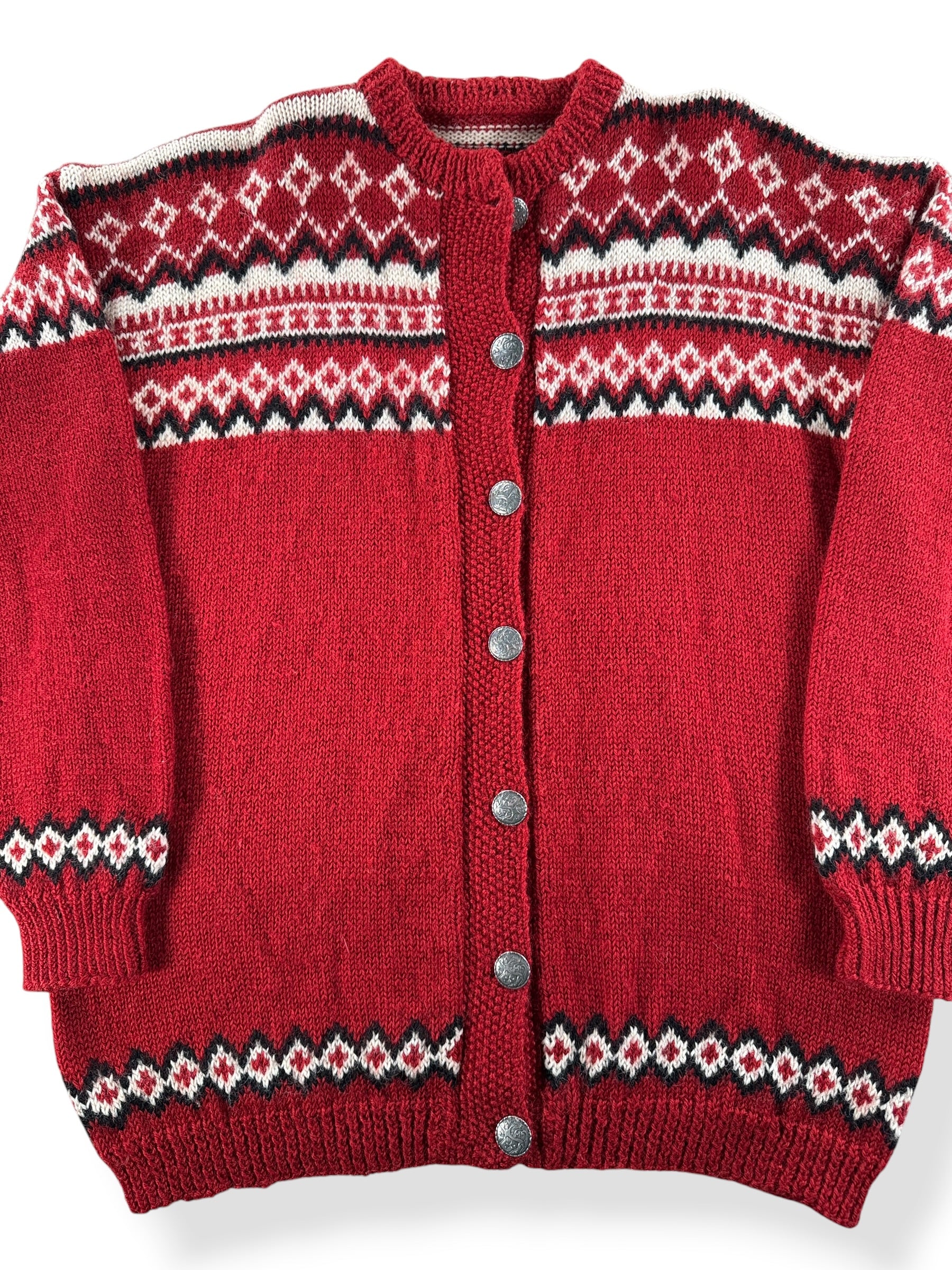 Front Close Up of Vintage Nordic Style Sweater SZ S