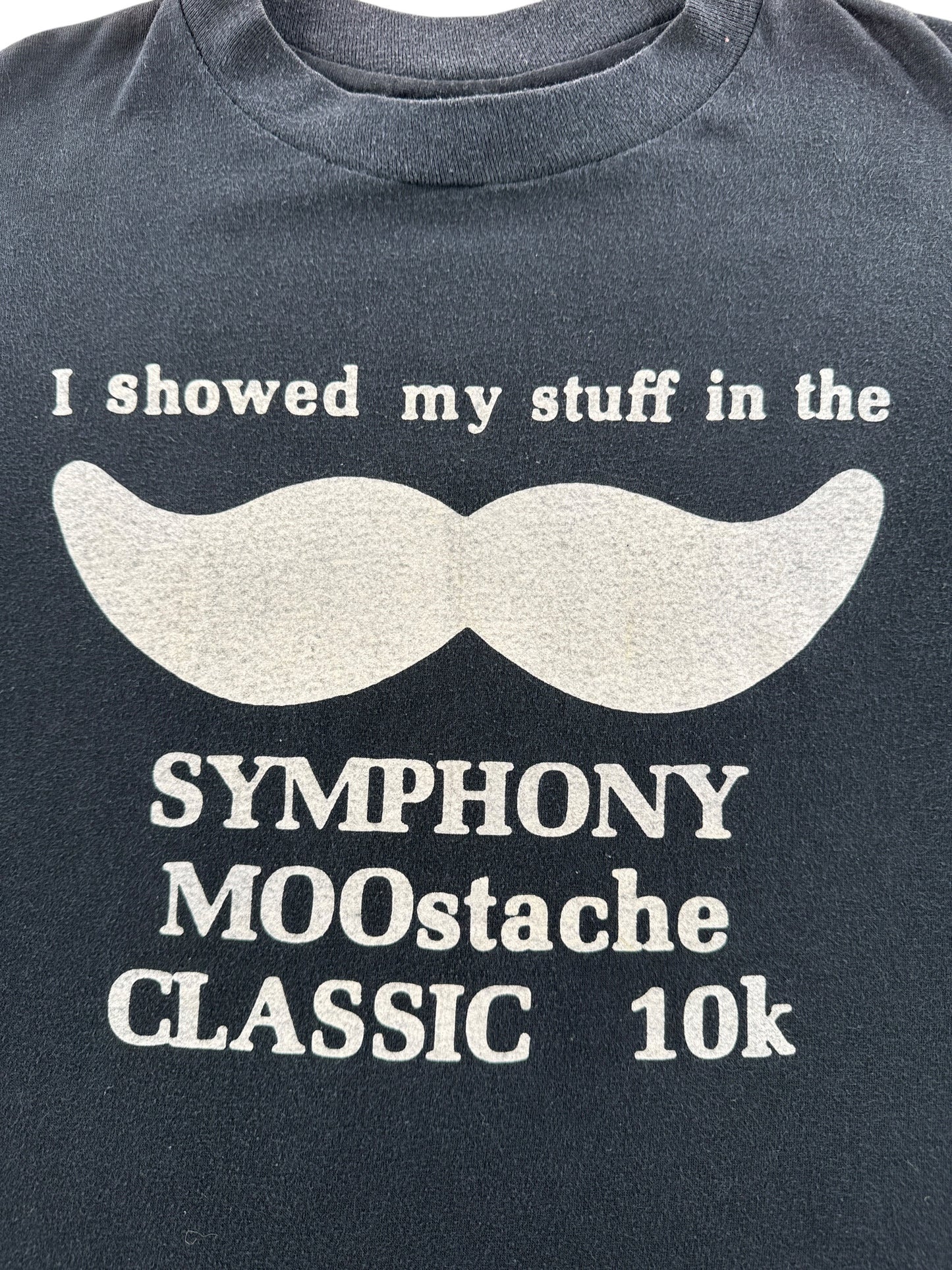 Graphic of Vintage Mustache Running Tee SZ M (Fits S)