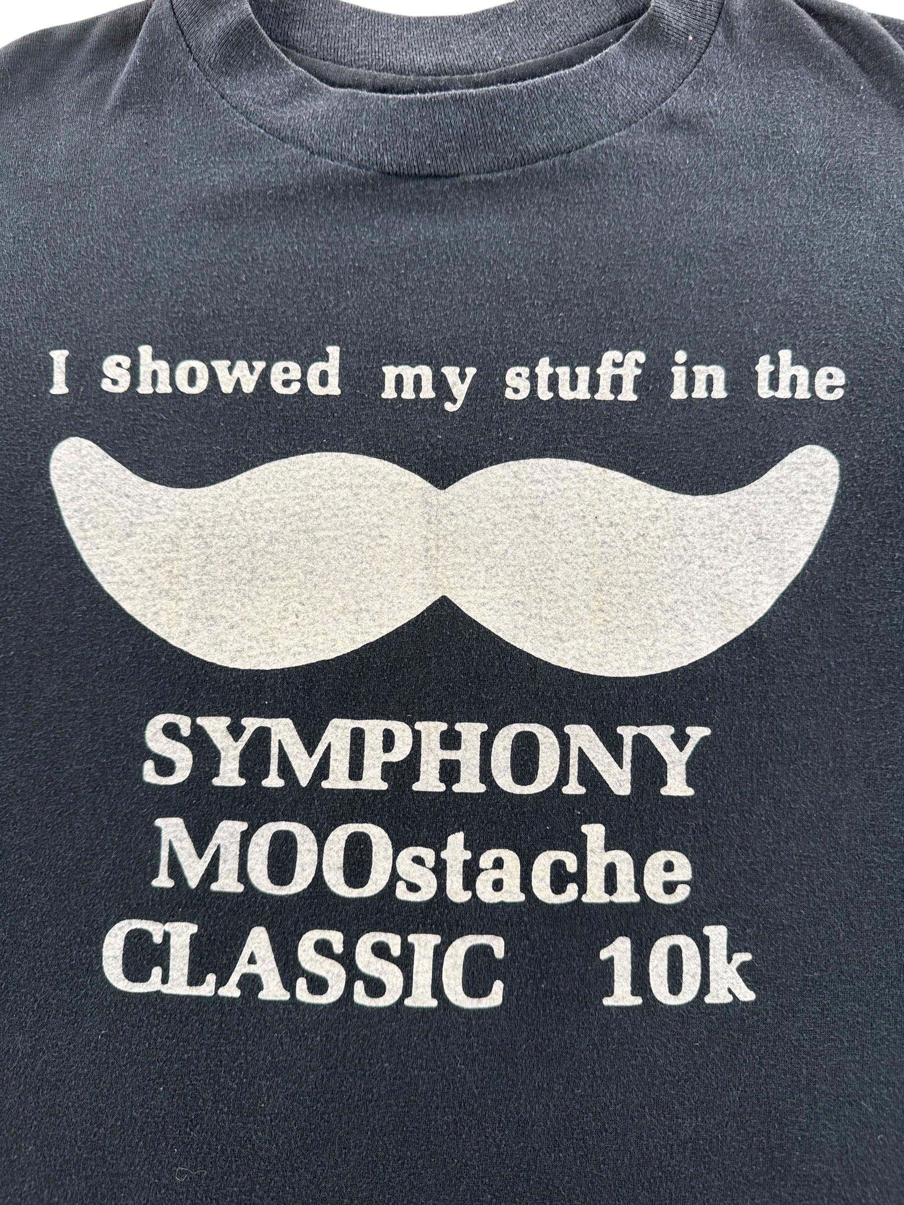 Graphic of Vintage Mustache Running Tee SZ M (Fits S)