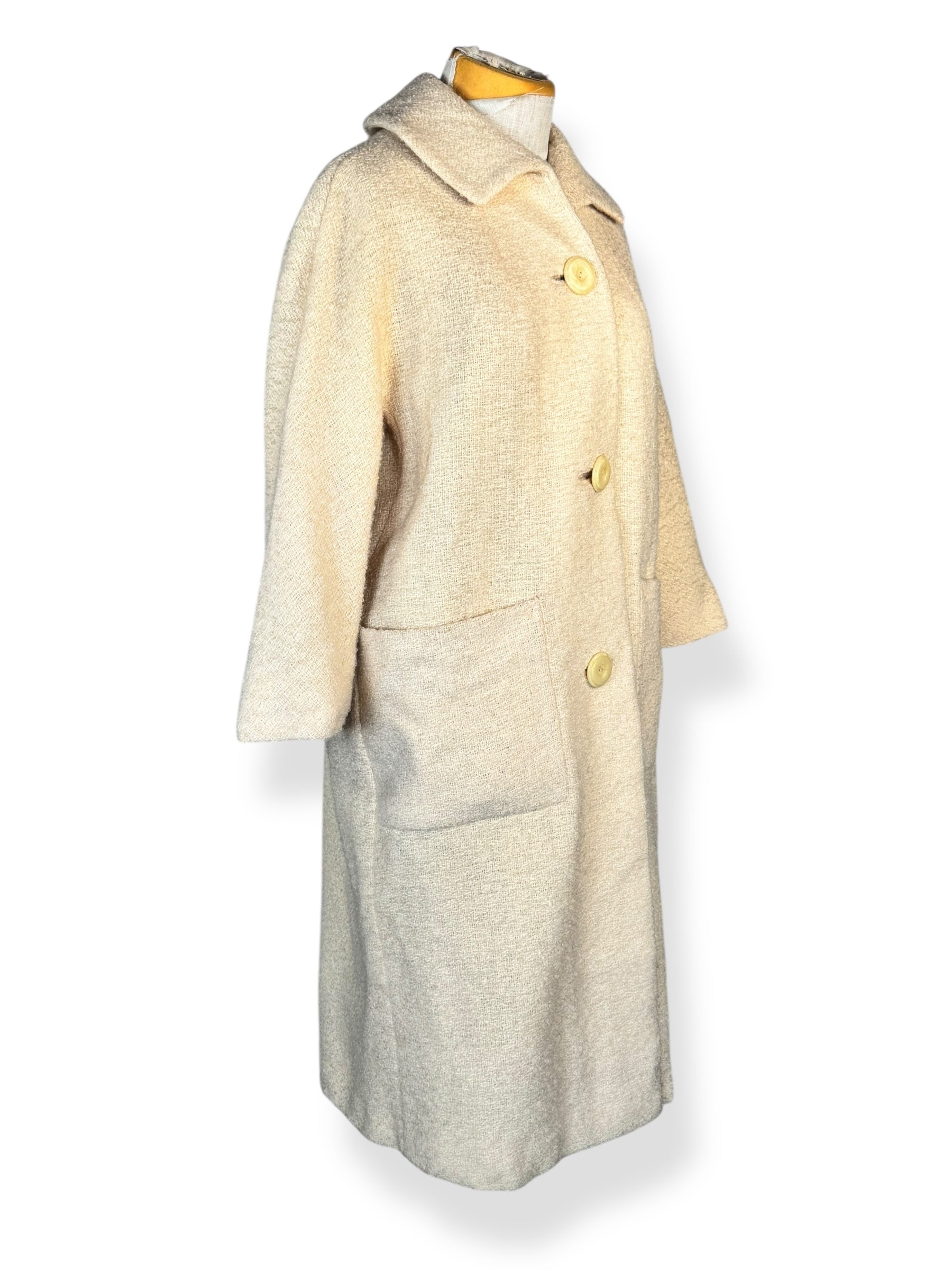 Side of 1960s Cream Bouclé Coat M