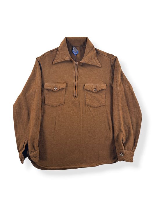 Front of Vintage Brown Pendleton Pull Over Flannel SZ M (Fits S)