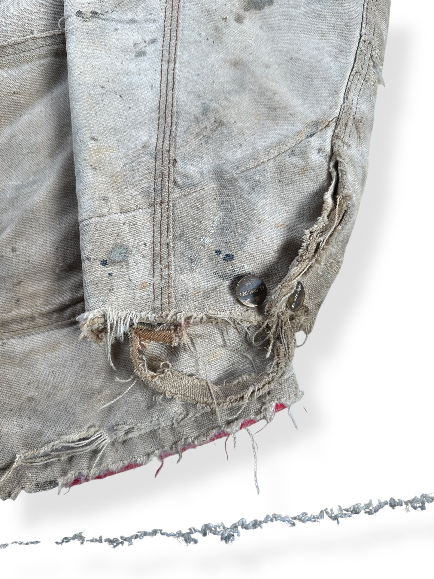 Wear on Vintage Carhartt Thrashed Quilted Chore Coat SZ XXL