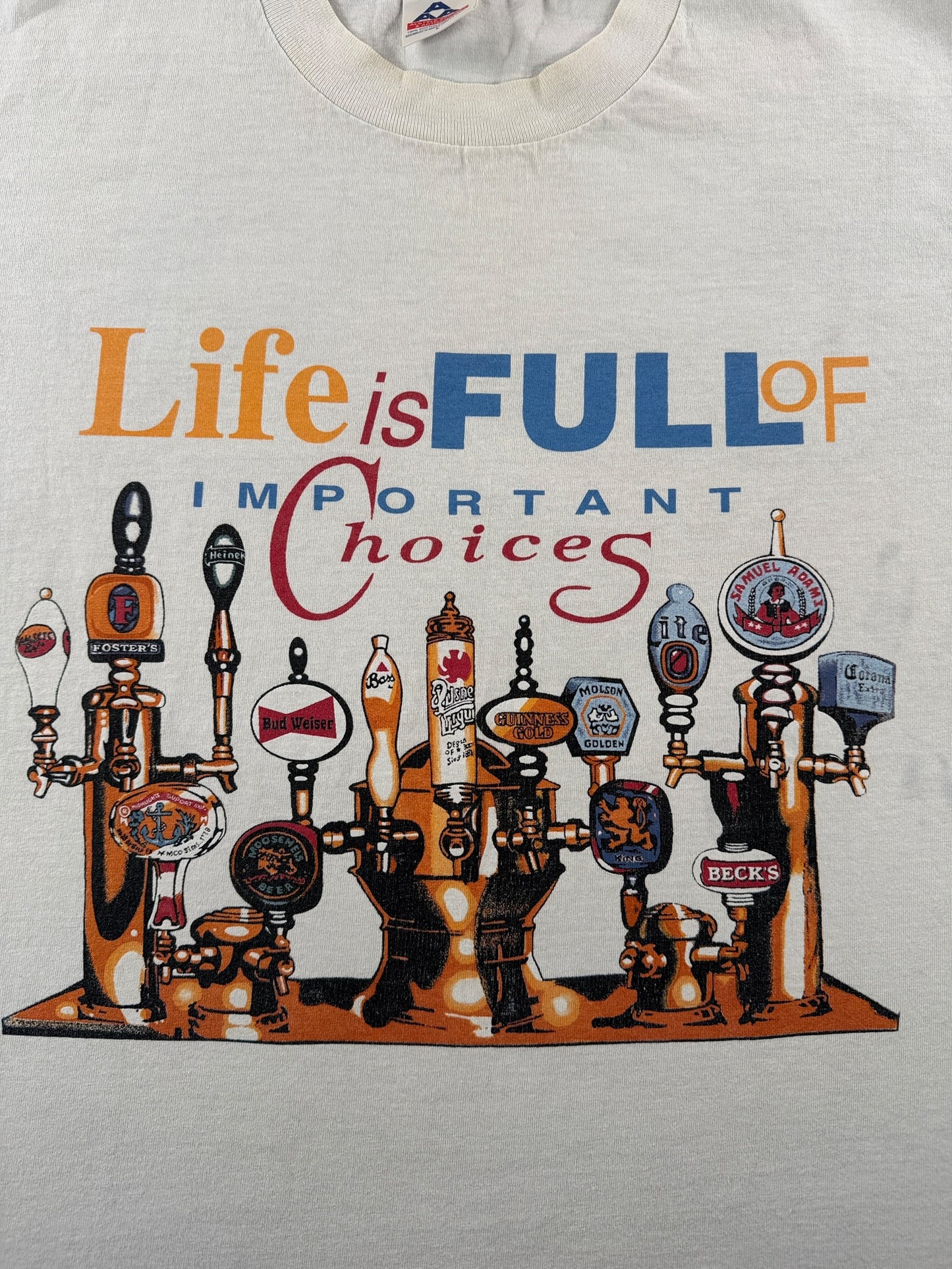 Graphic of Vintage Life is Full of Important Choices Beer Tee SZ L