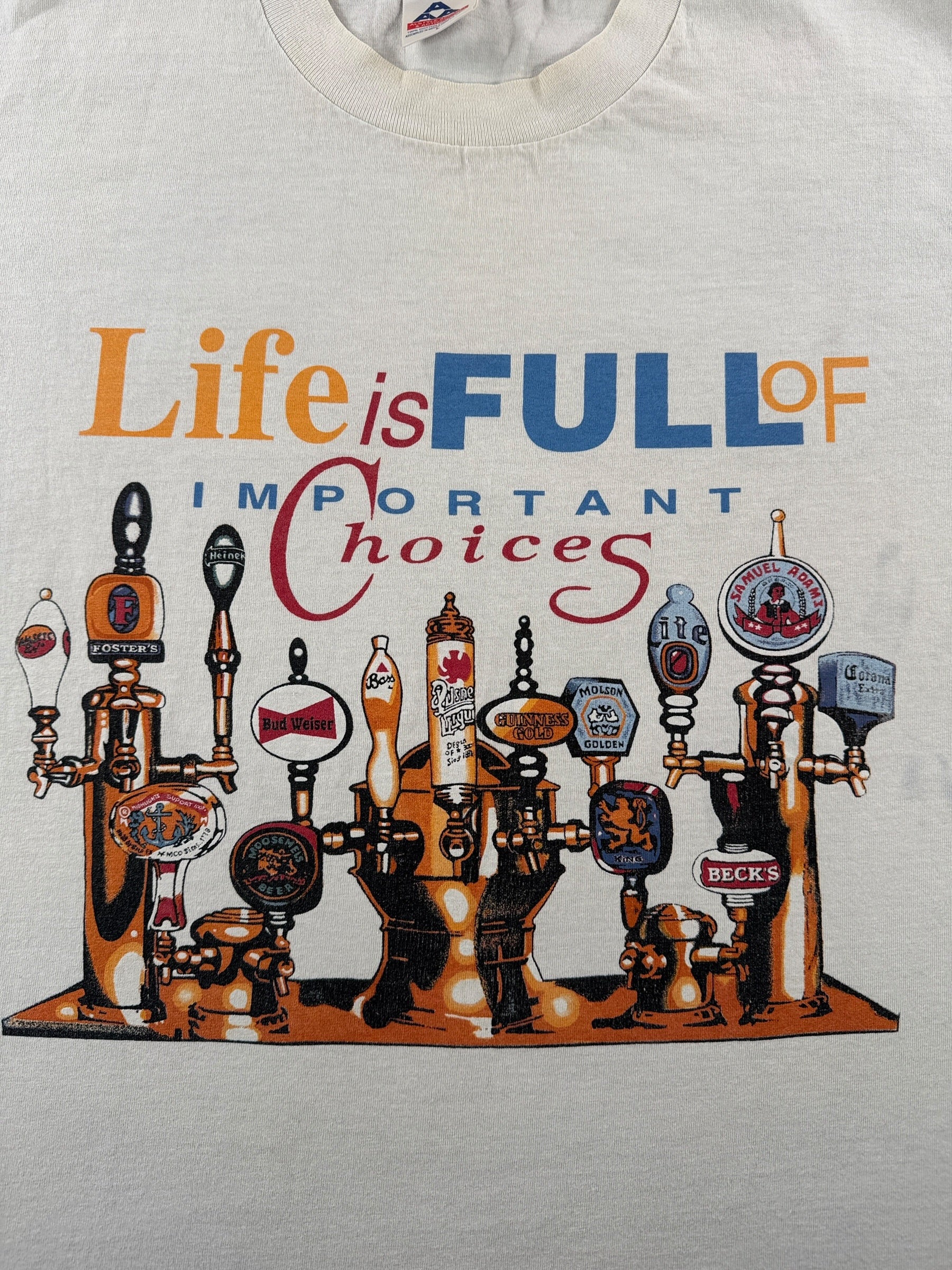 Graphic of Vintage Life is Full of Important Choices Beer Tee SZ L