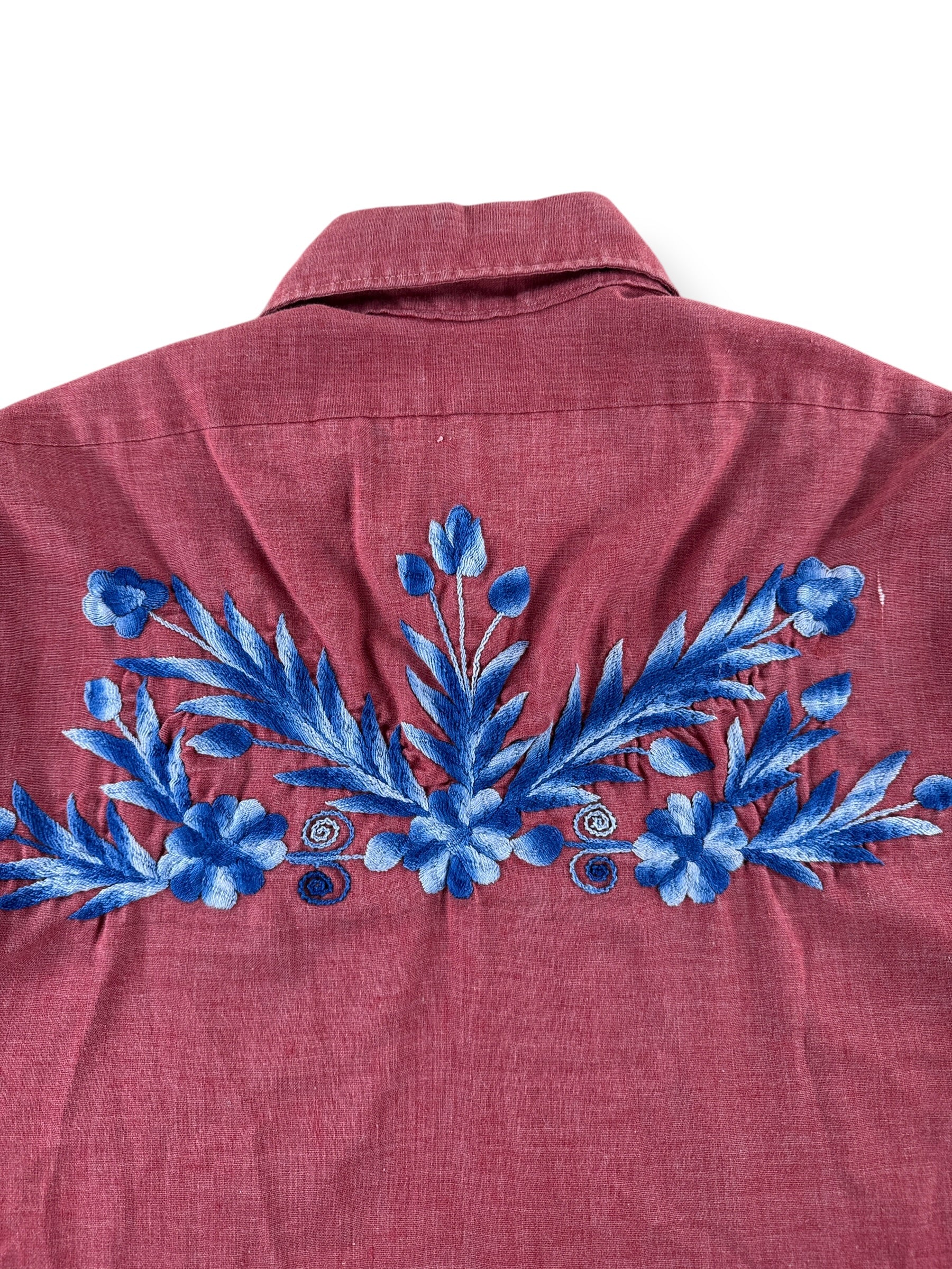 Back Embroidery on Vintage Levis 50/50 Burgundy Button Up Shirt SZ M