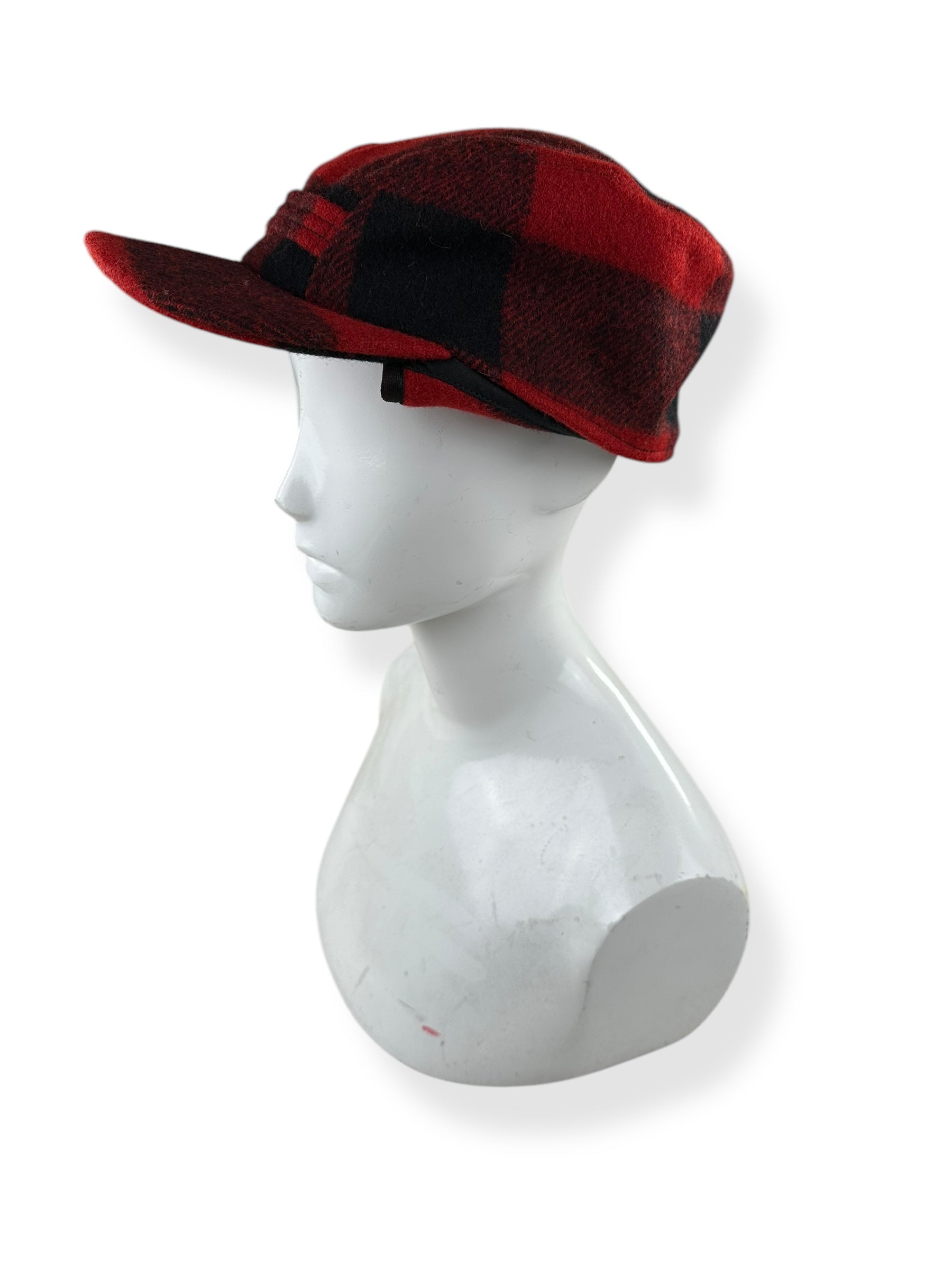 Front Left View of Filson Red & Black Mackinaw Wool Hat SZ L