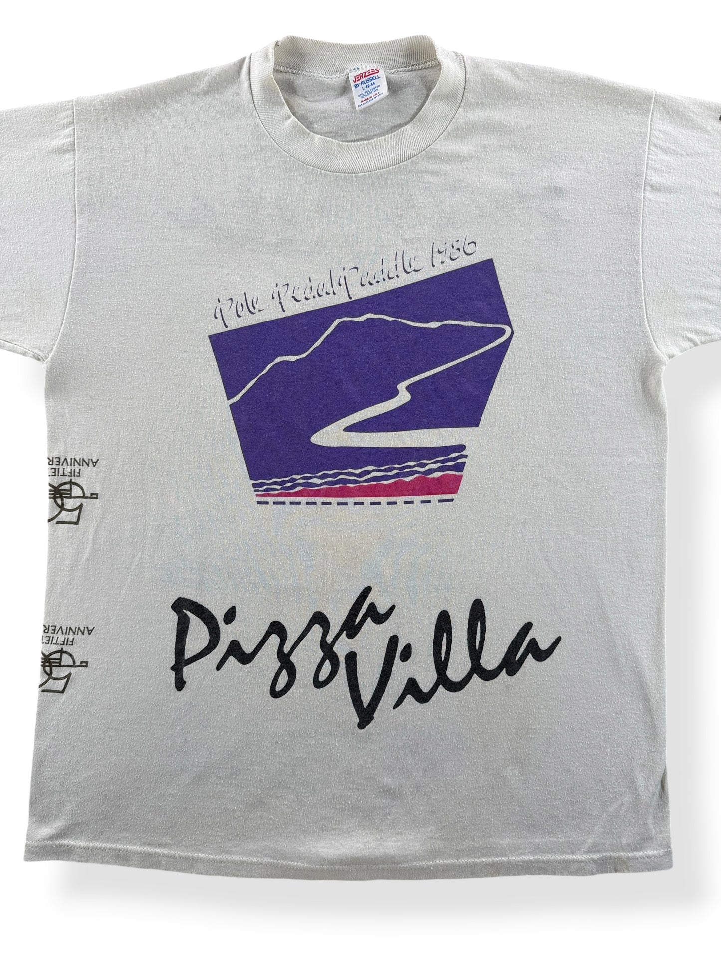 Front Close Up of Vintage Pizza Villa Test Print Tee SZ L (Fits M)
