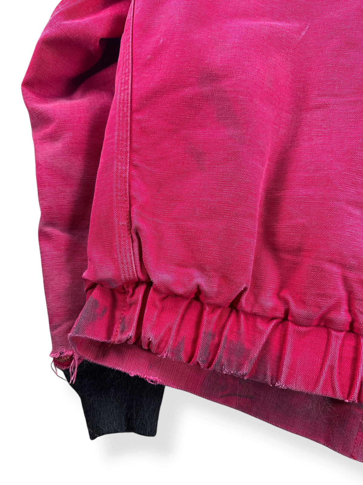 Wear on back of Vintage Carhartt Red Round Collar Santa Fe Jacket SZ XL