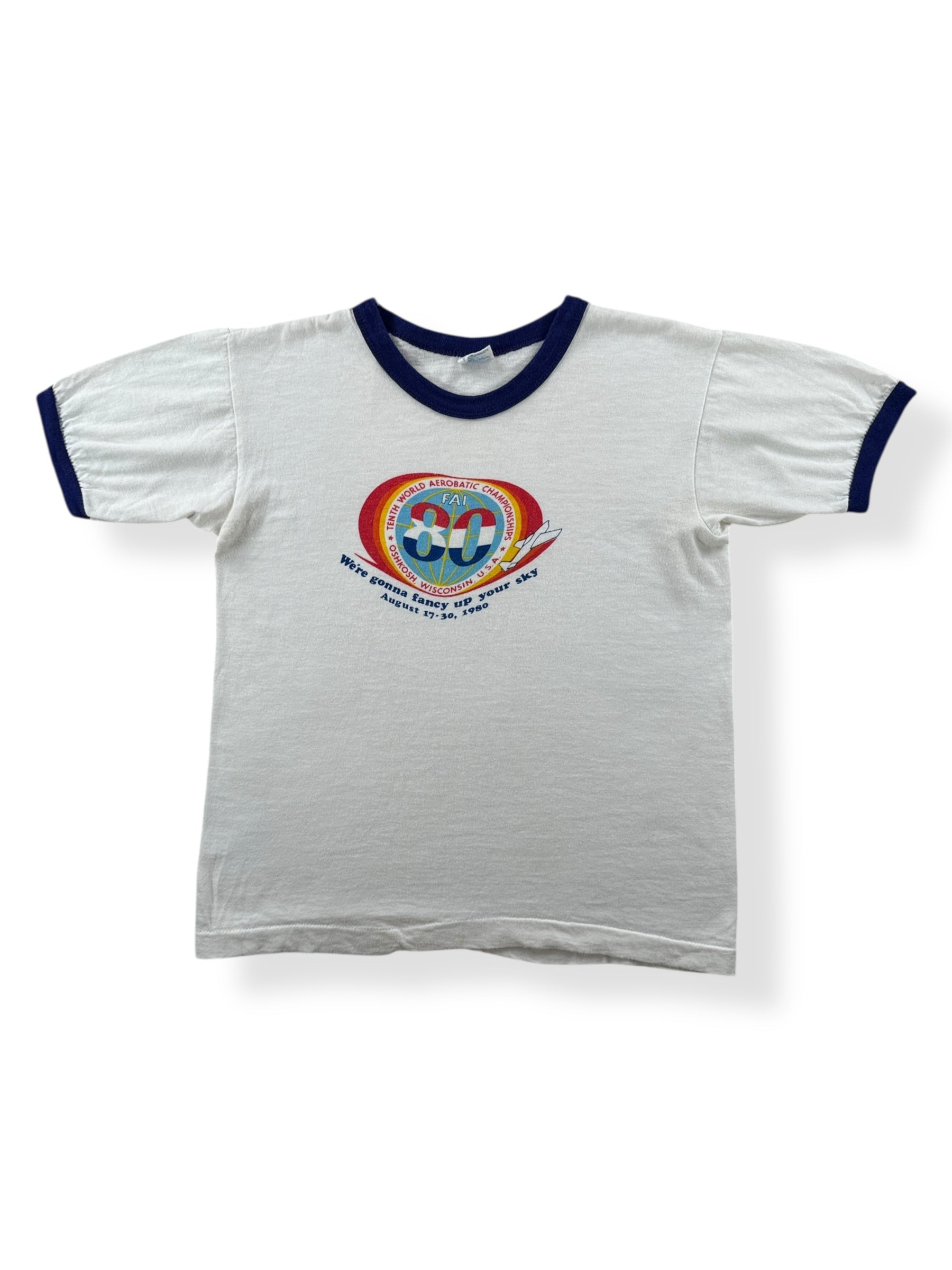 Front of Vintage 1980 Kids Aerobatic Ringer Tee SZ XS