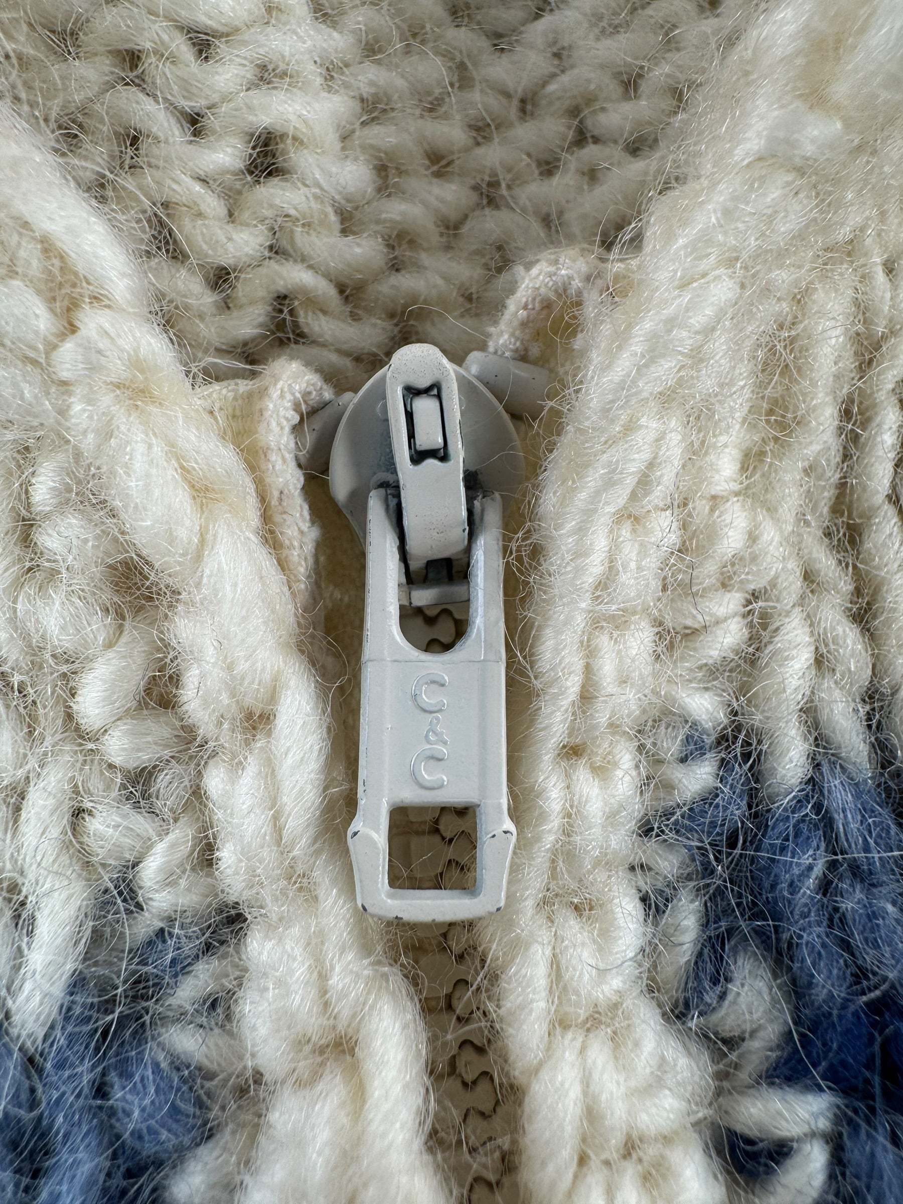 Zipper on Vintage Zip Up Sweater SZ S