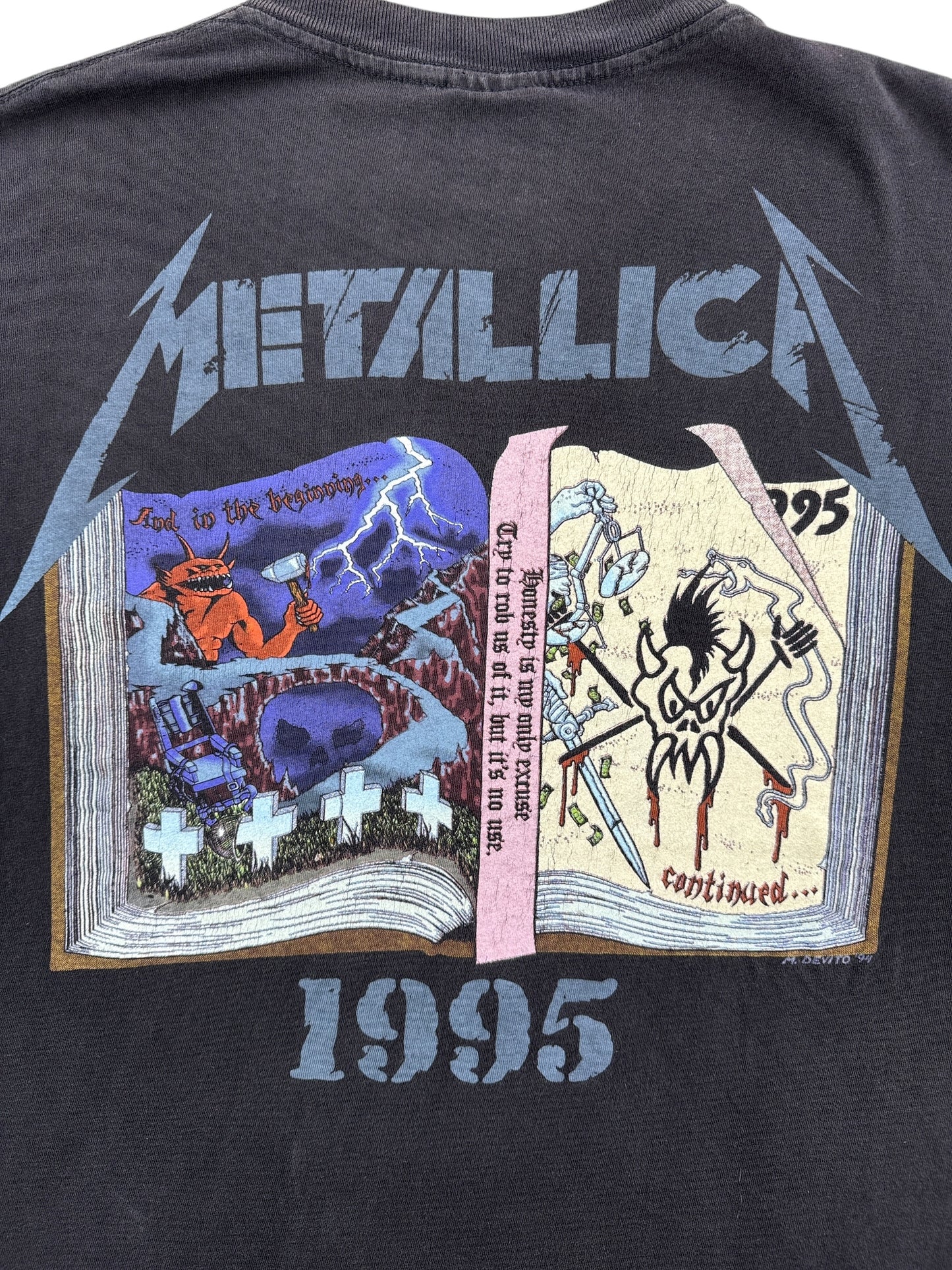 Back Graphic of Vintage 1995 Metallica Fan Club Tee SZ XL