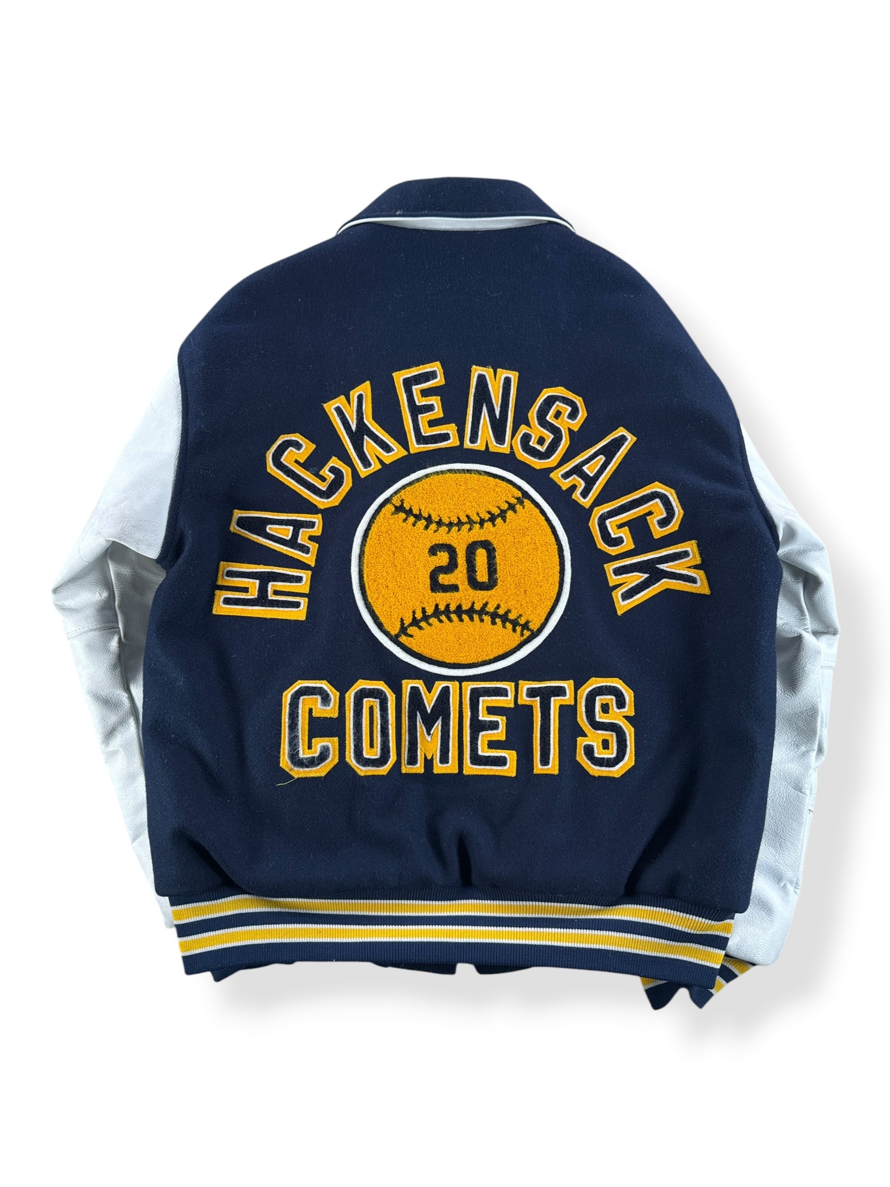 Back of Vintage Hackensack Comets Baseball Varsity Jacket SZ M