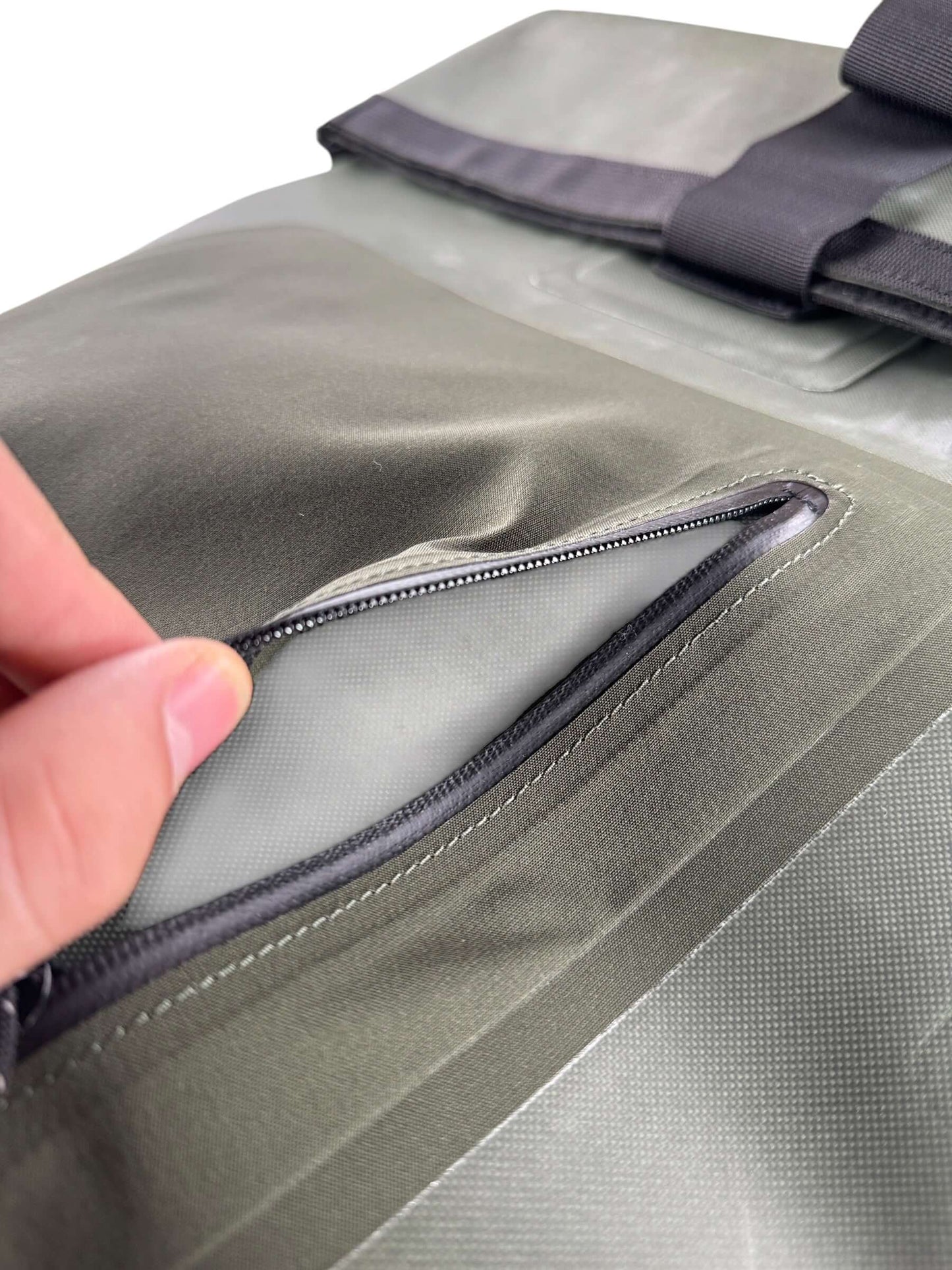 Front pocket on Filson NWT Green Dry Backpack