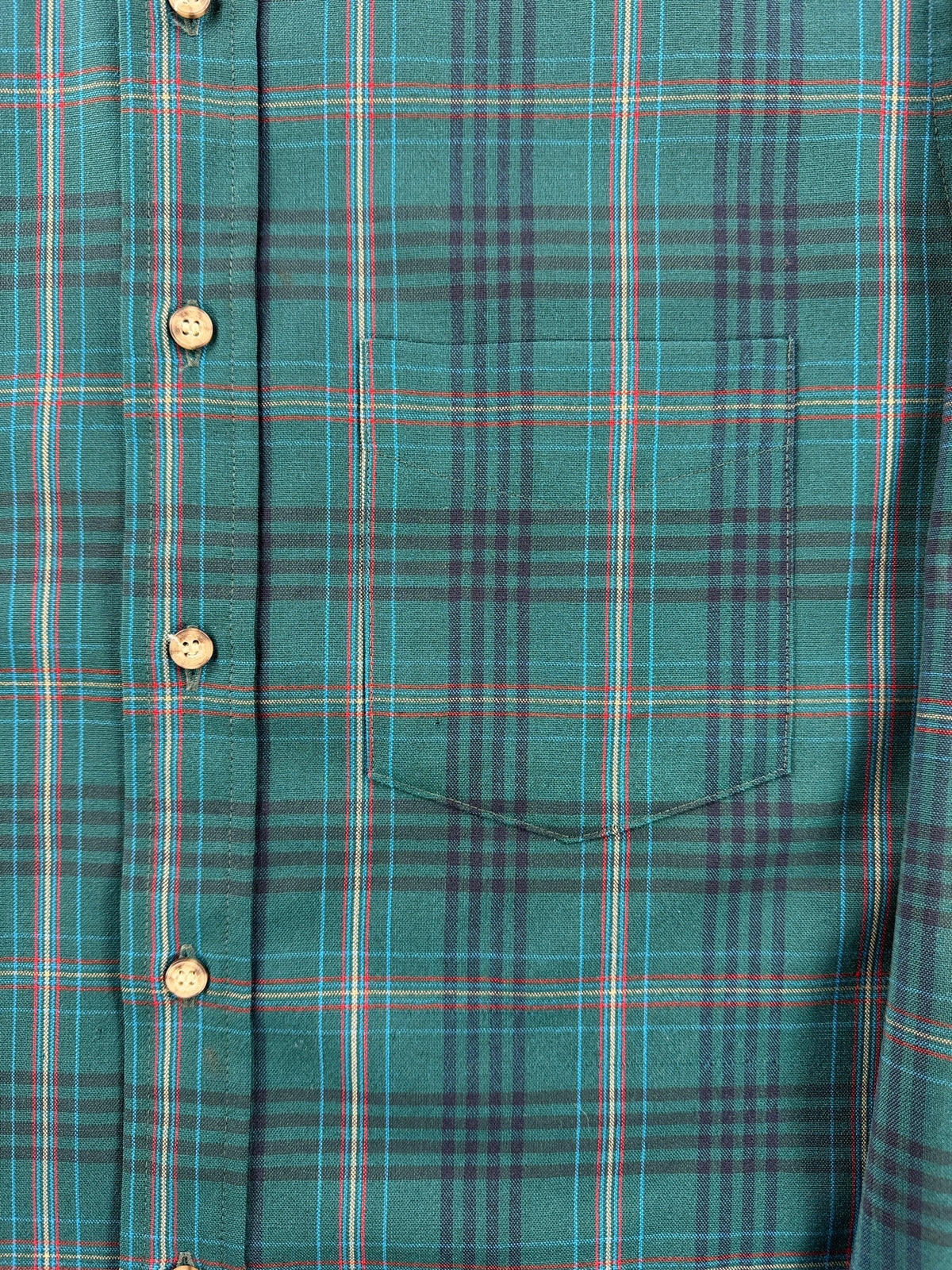 Pocket on Vintage Sir Pendleton Green/Blue Plaid Button Down SZ M