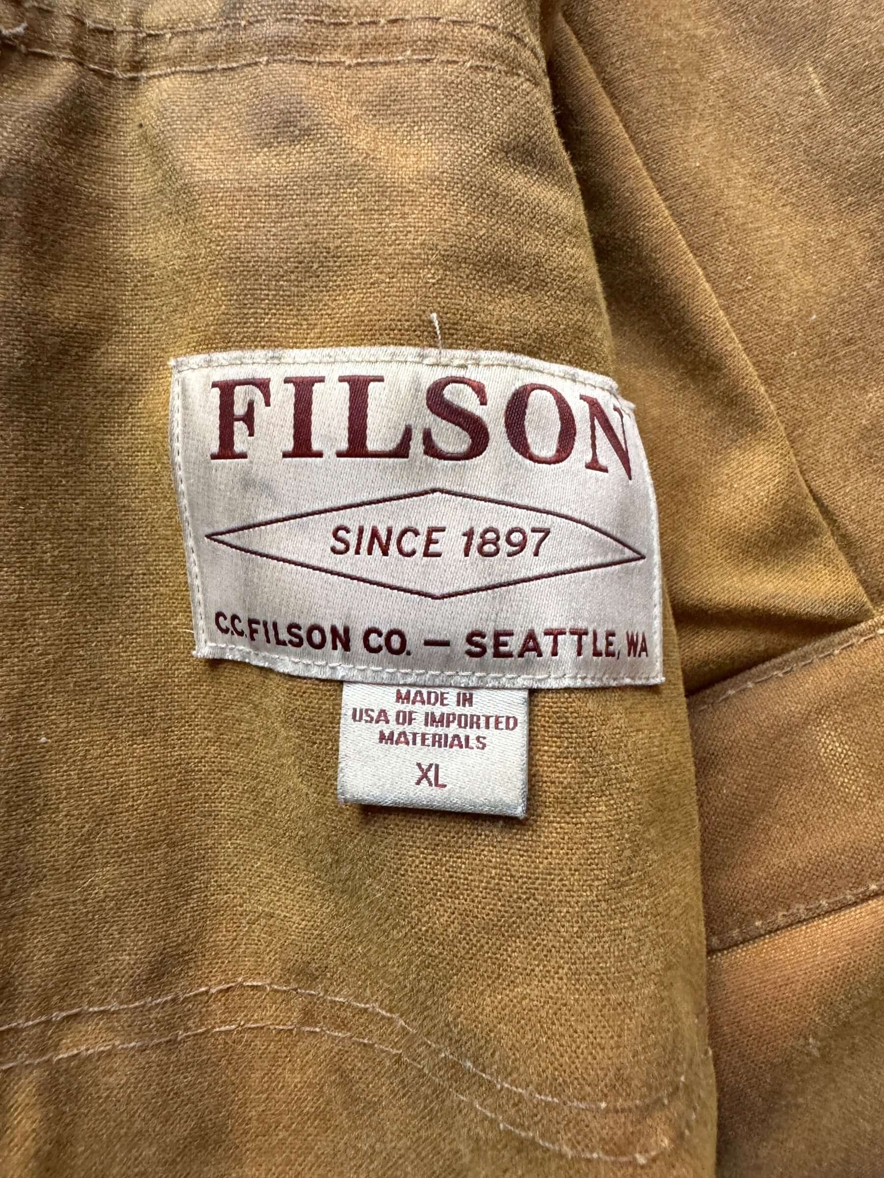 Tag View of Filson Tin Cloth Jacket Size XL